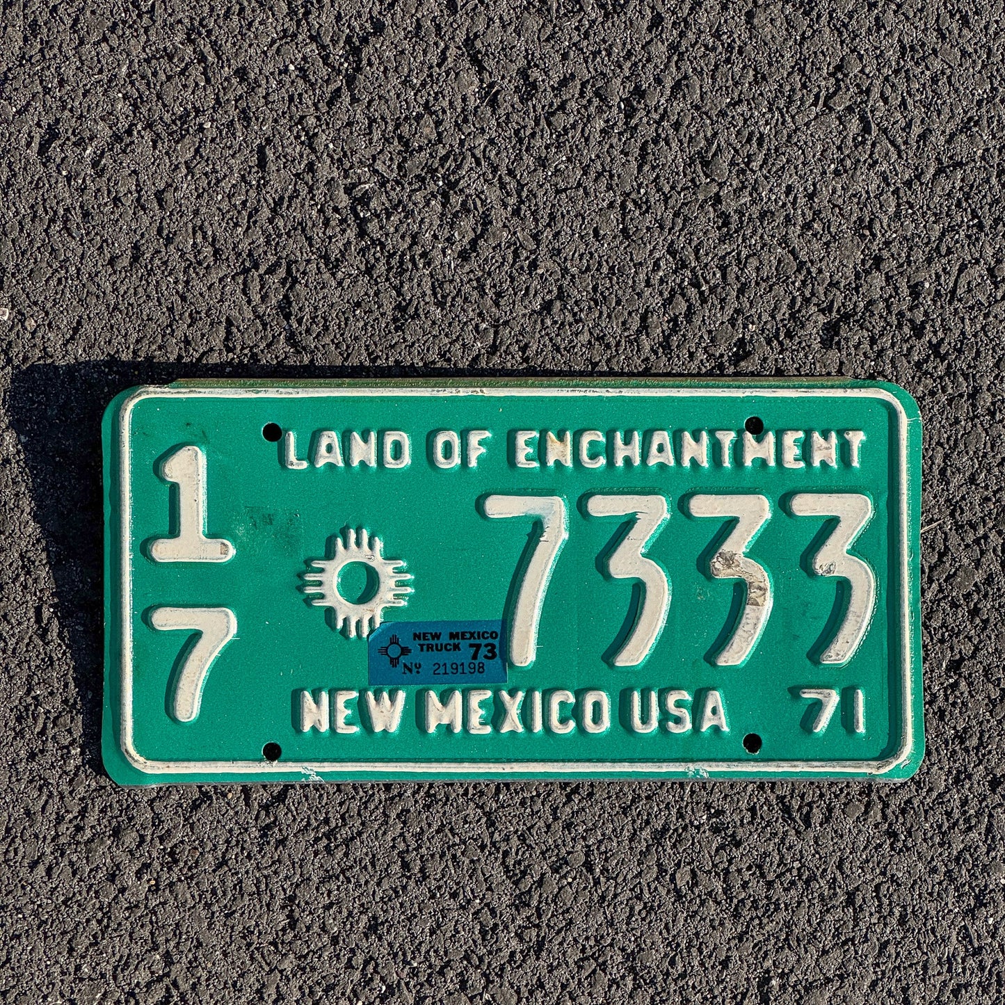 Photo of a 1971 1973 New Mexico License Plate Auto Tag Garage Decor Vintage 333 Repeat Repeating 17 7333