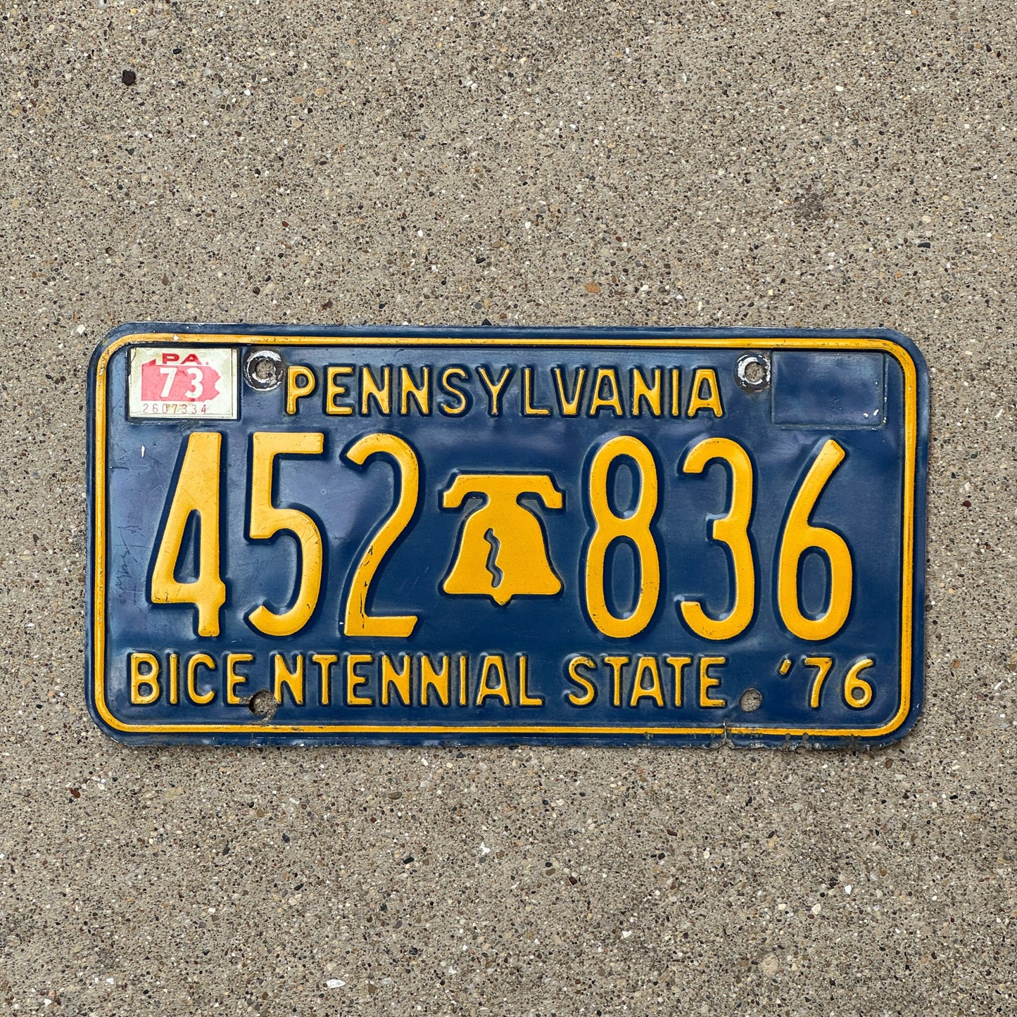 Photo of a 1971 1973 Pennsylvania License Plate Auto Tag Garage Decor Vintage Liberty Bell 452 836