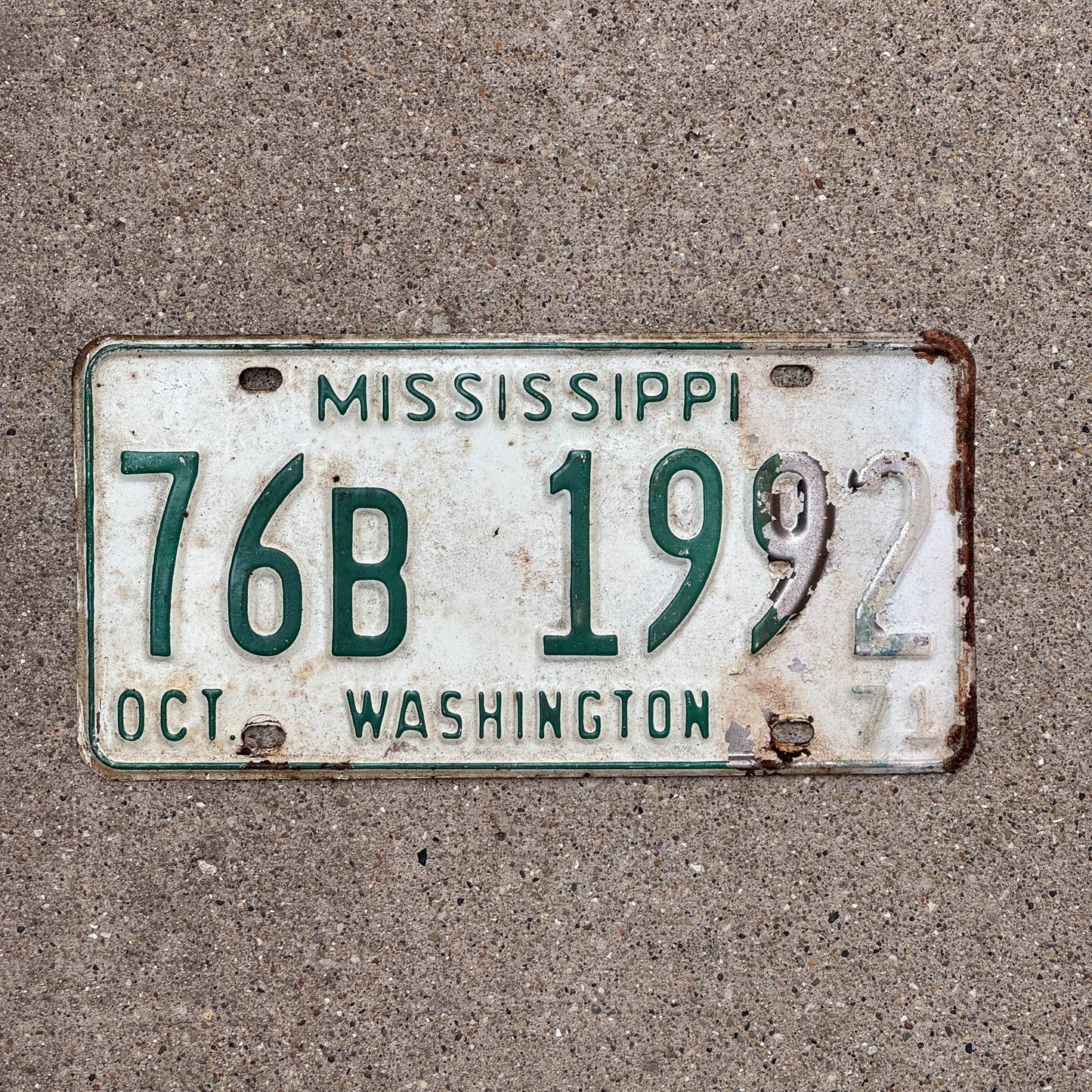 Photo of a 1971 Mississippi License Plate Auto Tag Garage Decor Vintage 76B 1992