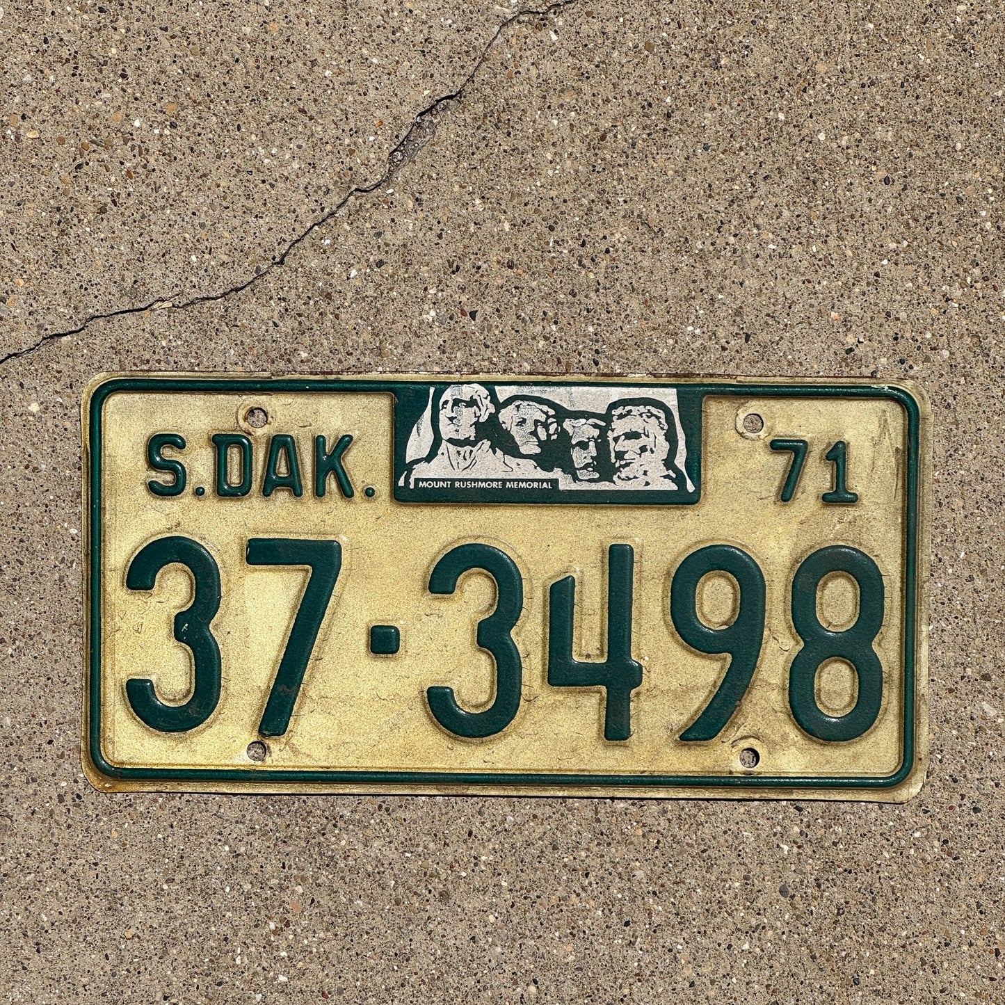 Photo of a 1971 South Dakota License Plate Auto Tag Garage Decor Vintage Hutchinson 37 3498