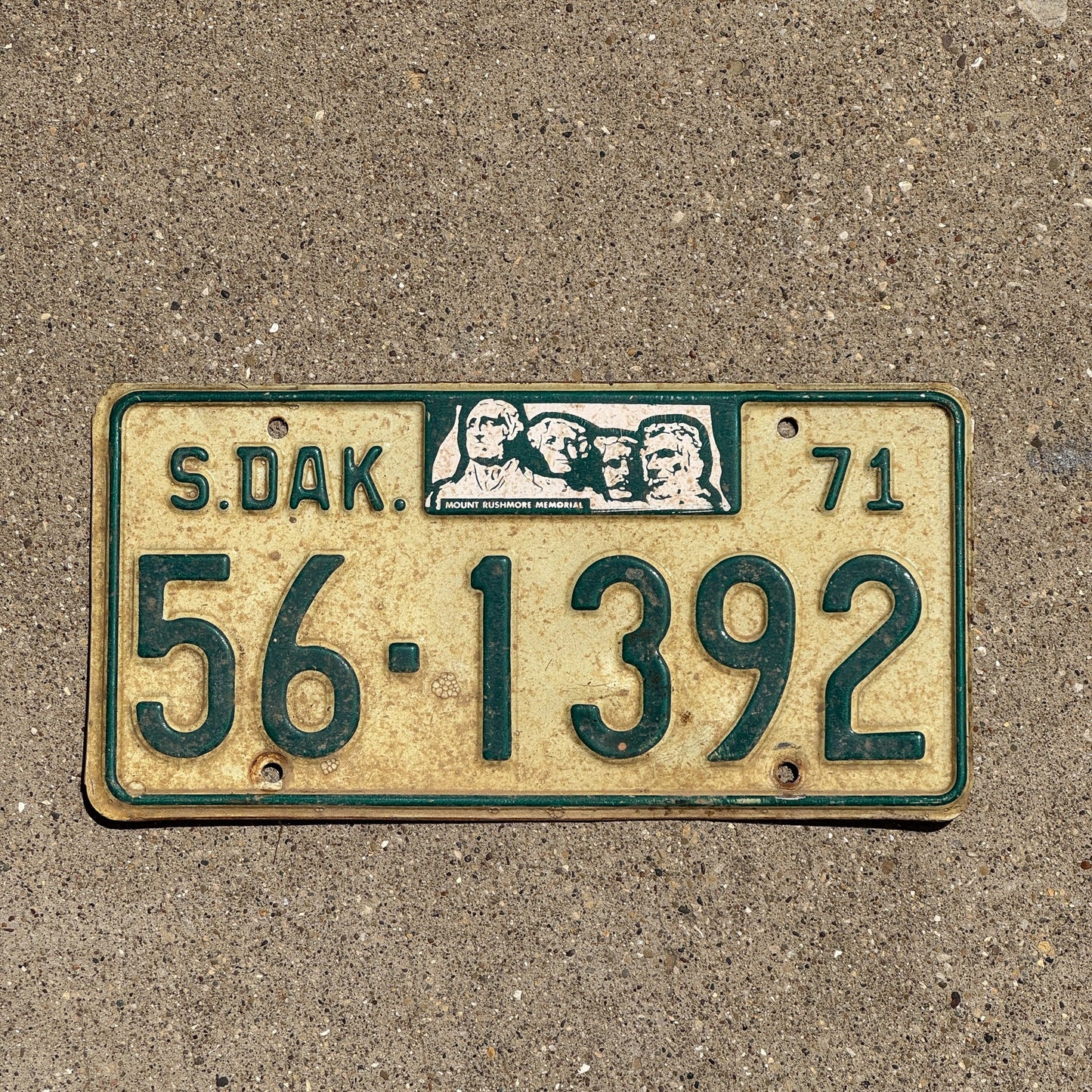 Photo of a 1971 South Dakota License Plate Auto Tag Garage Decor Vintage Sanborn 56 1392