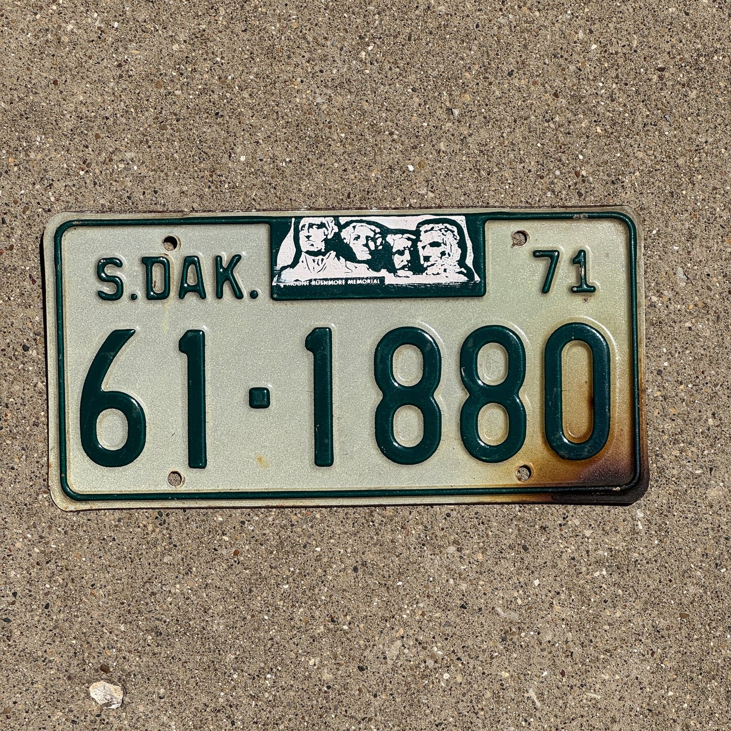 Photo of a 1971 South Dakota License Plate Auto Tag Garage Decor Vintage Turner 61 1880