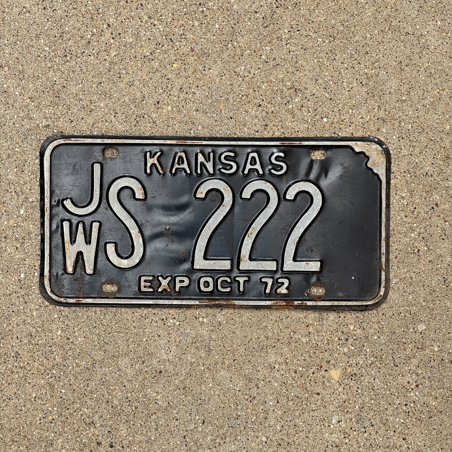 Photo of a 1972 Kansas License Plate Auto Tag Garage Decor Vintage Repeat Repeating JW S 222