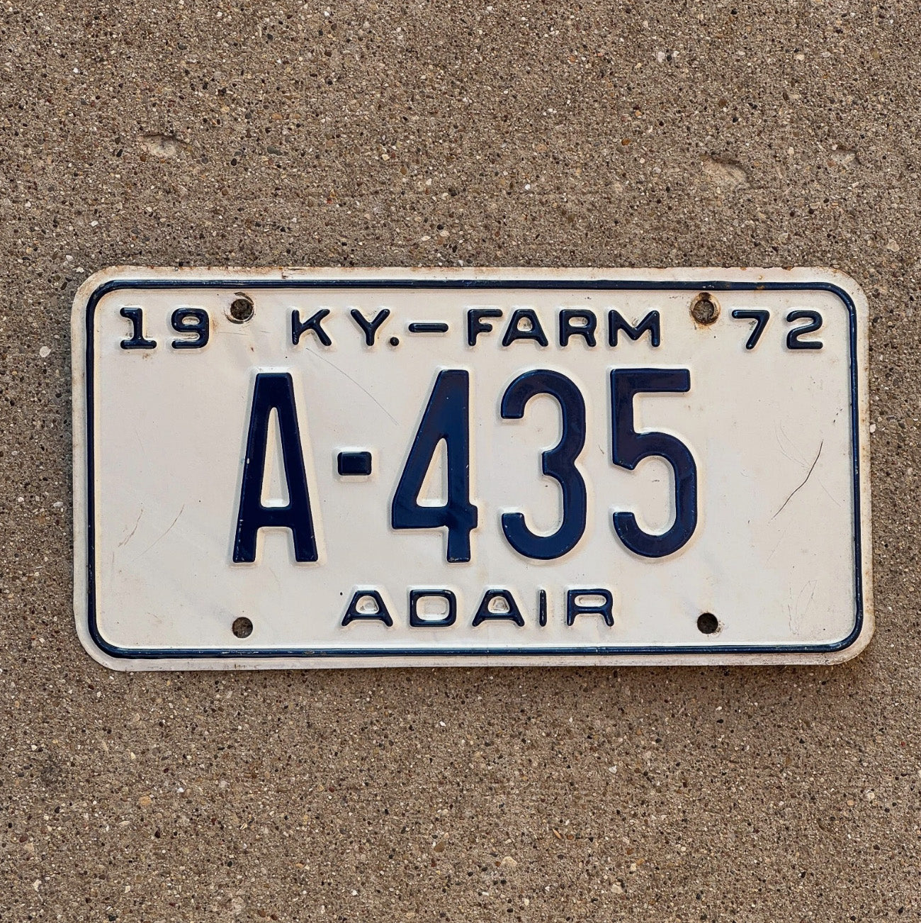 Photo of a 1972 Kentucky Farm License Plate Auto Tag Garage Decor Vintage A 435