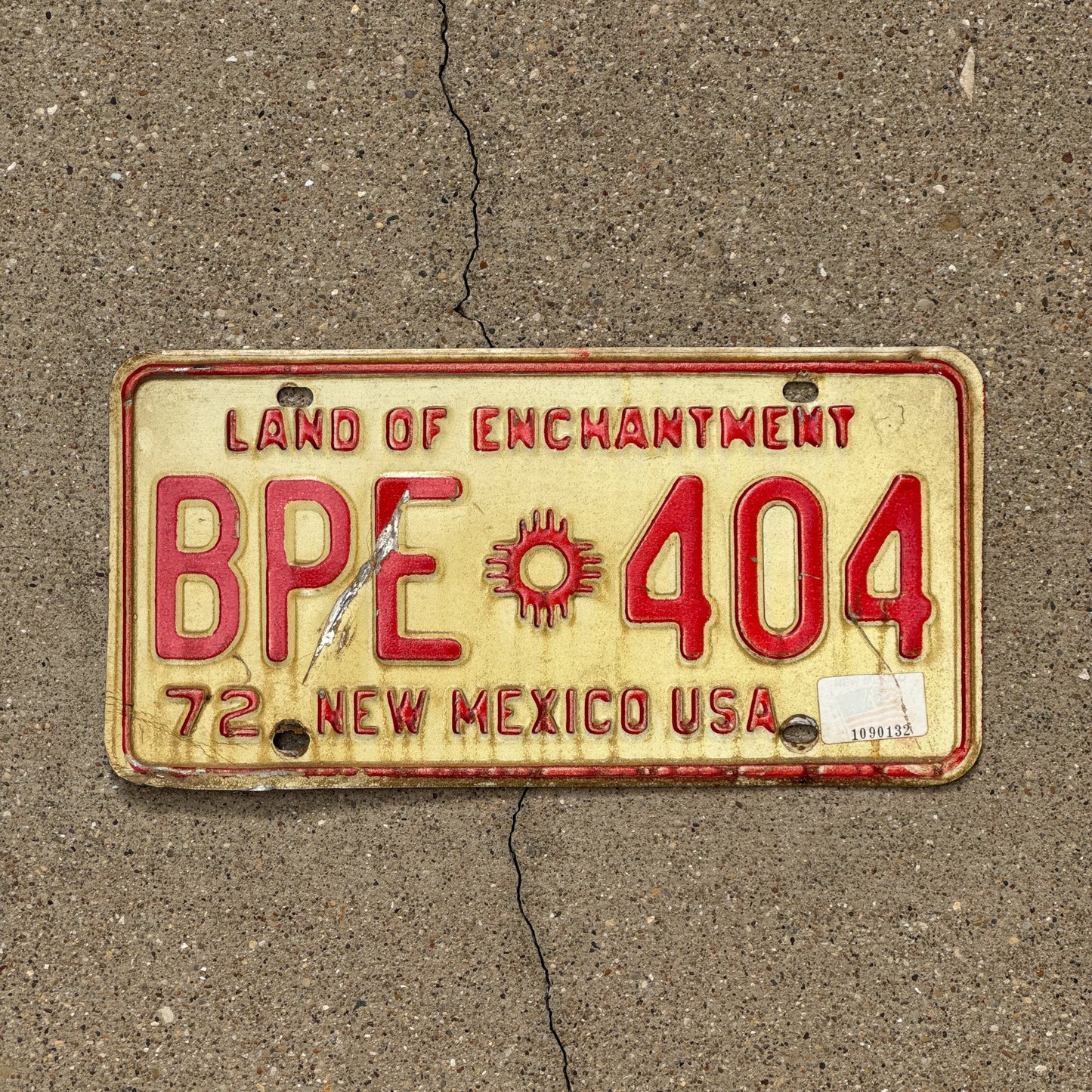 Photo of a 1972 New Mexico License Plate Auto Tag Garage Decor Vintage BPE 404