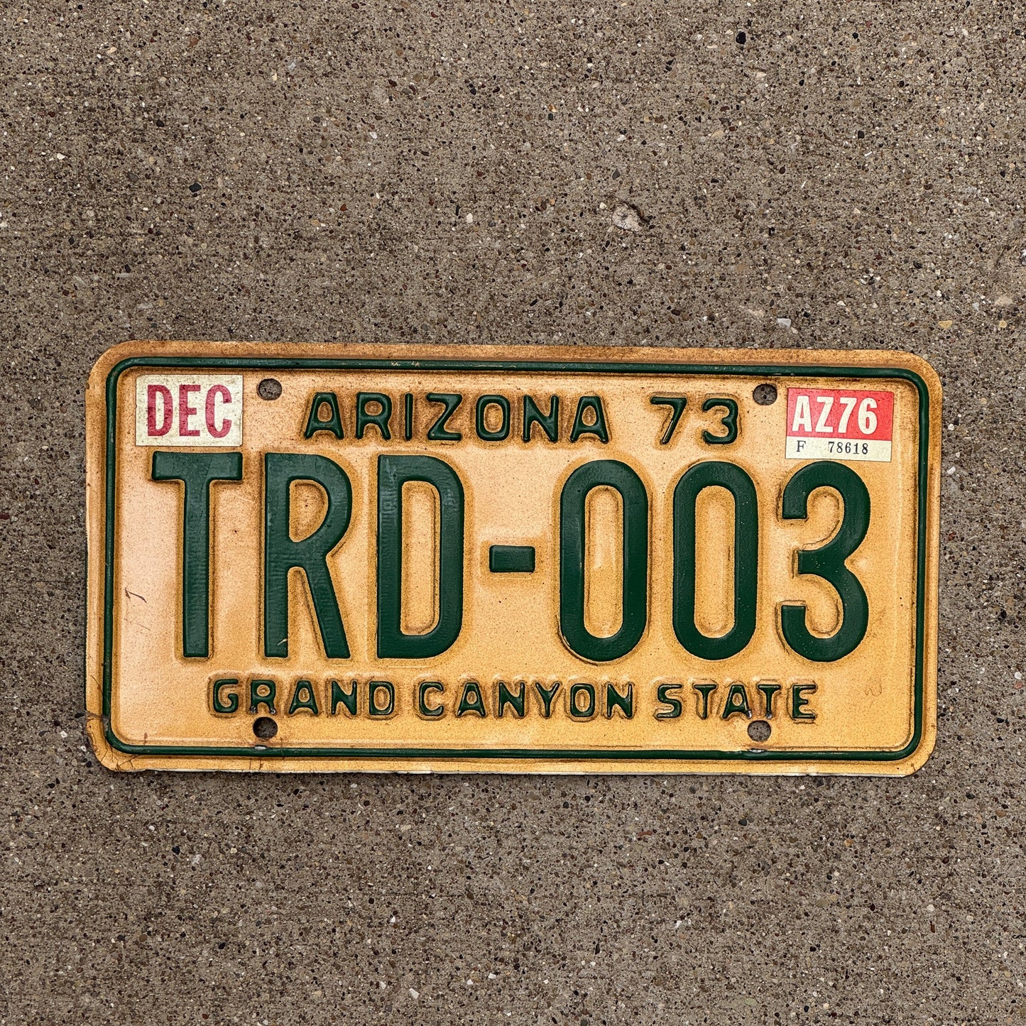 Photo of a 1973 1976 Arizona License Plate Auto Tag Garage Decor Vintage TRD 003