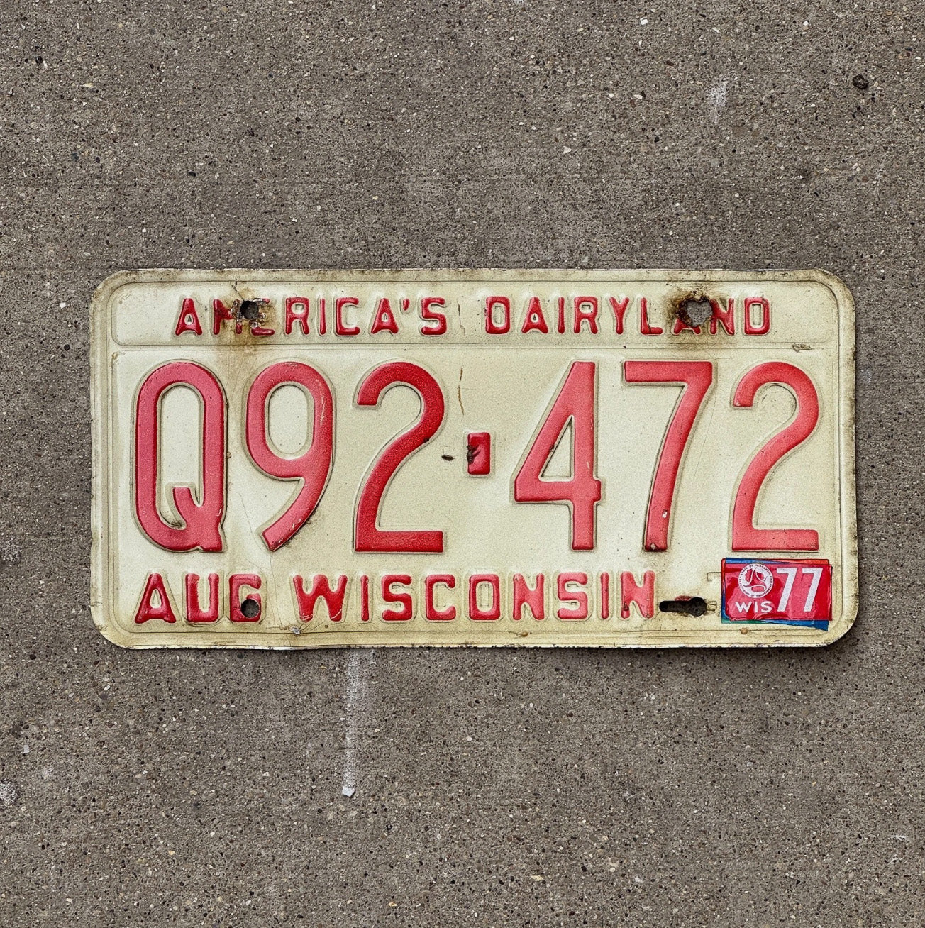 Photo of a 1973 1977 Wisconsin License Plate Auto Tag Garage Decor Dairyland Dairyland Q 92472