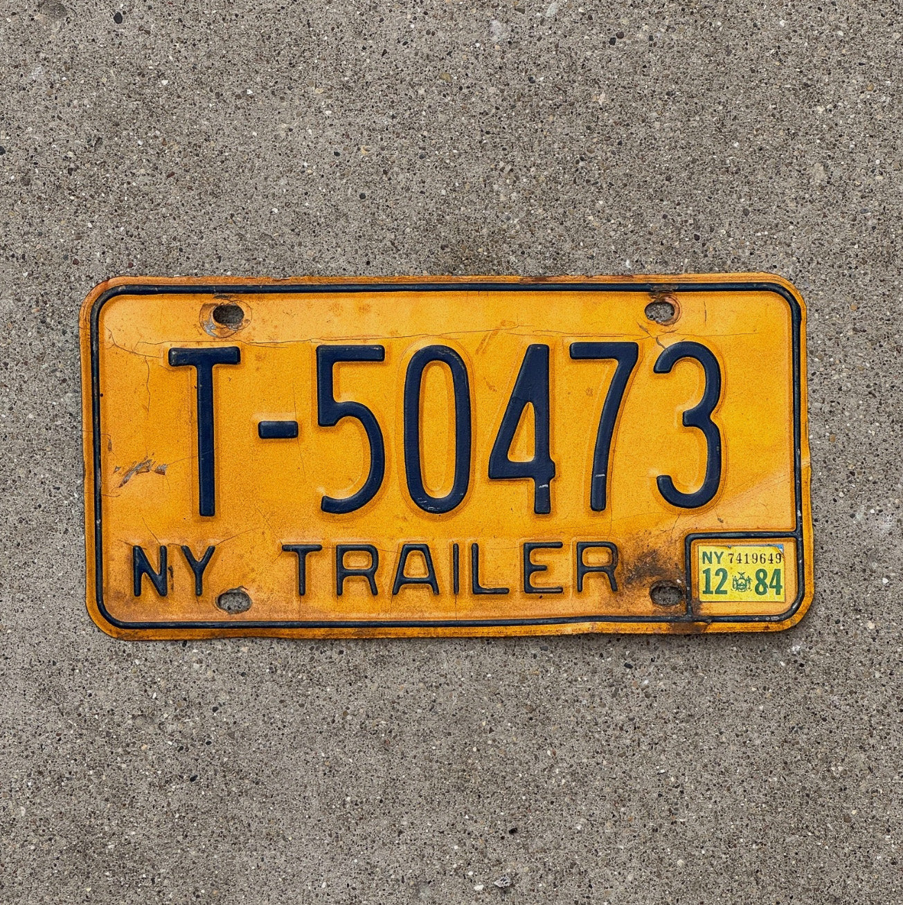 Photo of a 1973 1984 New York Trailer License Plate Auto Tag Garage Decor Vintage T 50473