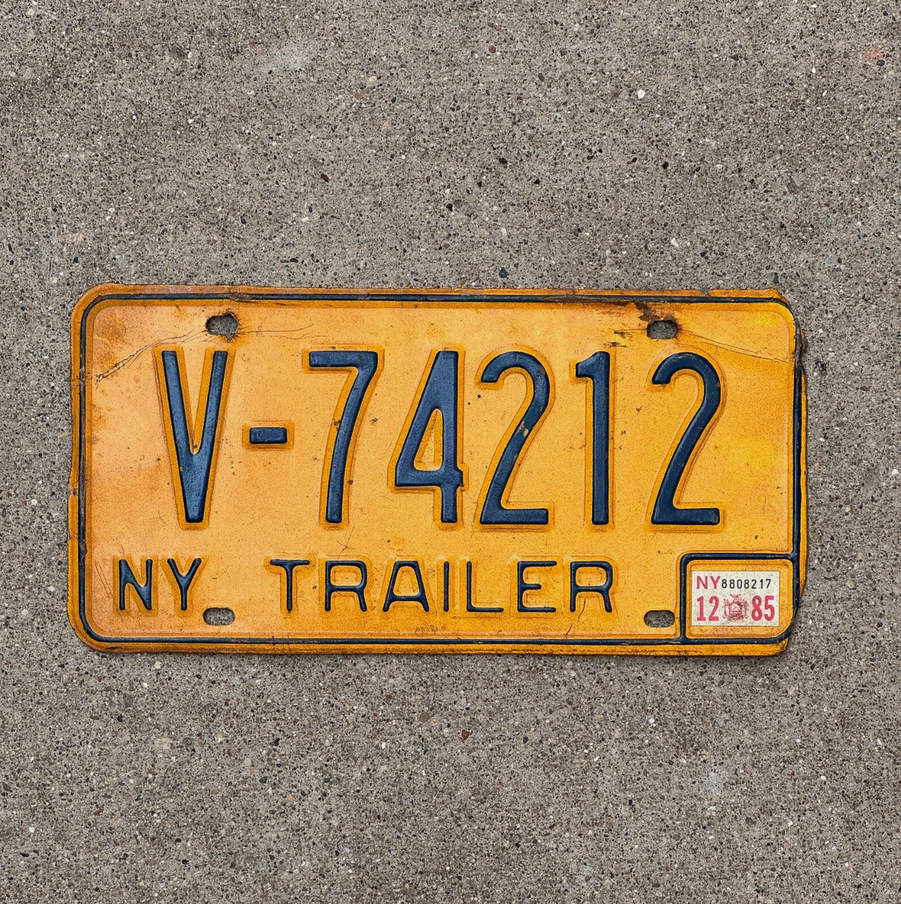 Photo of a 1973 1985 New York Trailer License Plate Auto Tag Garage Decor Vintage V 74212