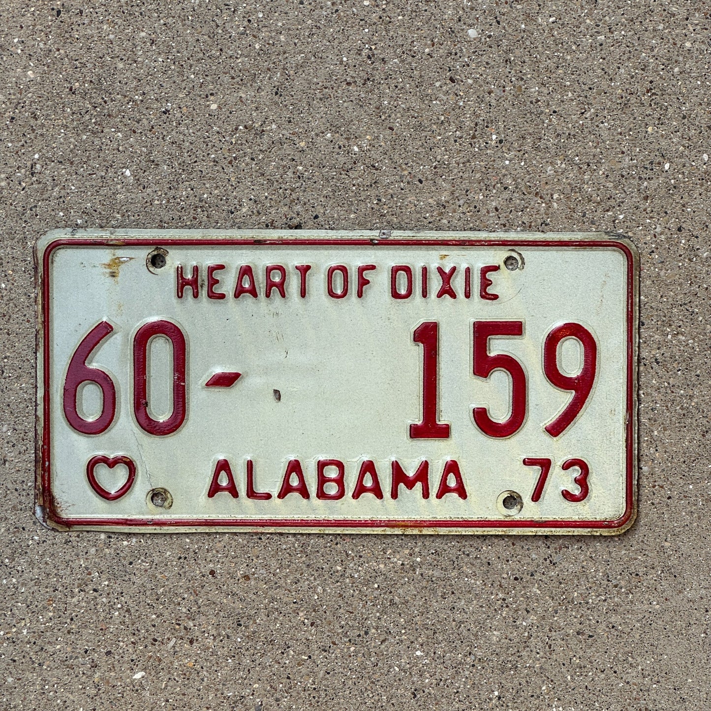Photo of a 1973 Alabama License Plate Auto Tag Garage Decor Vintage 60 159