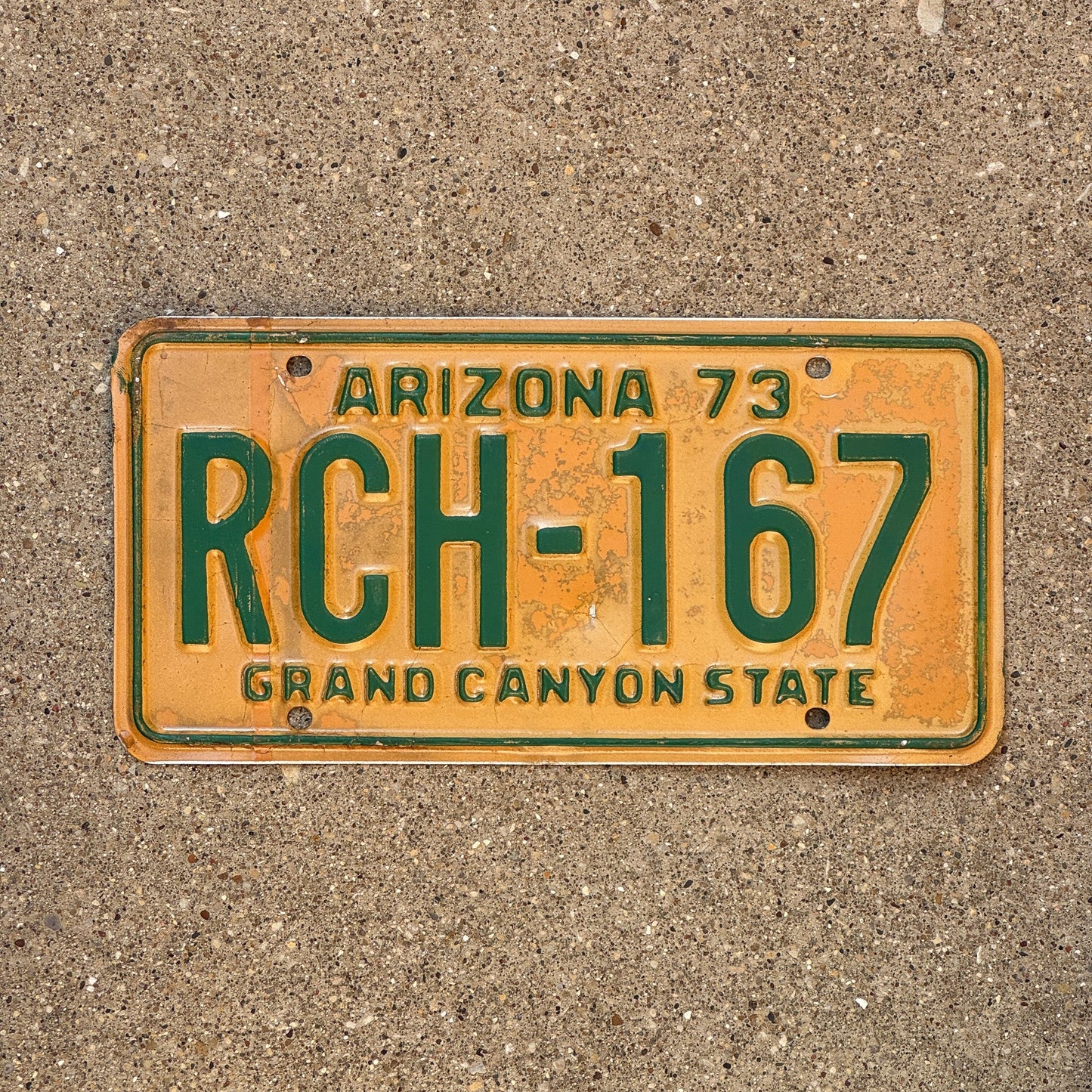 Photo of a 1973 Arizona License Plate Auto Tag Garage Decor Vintage RCH 167