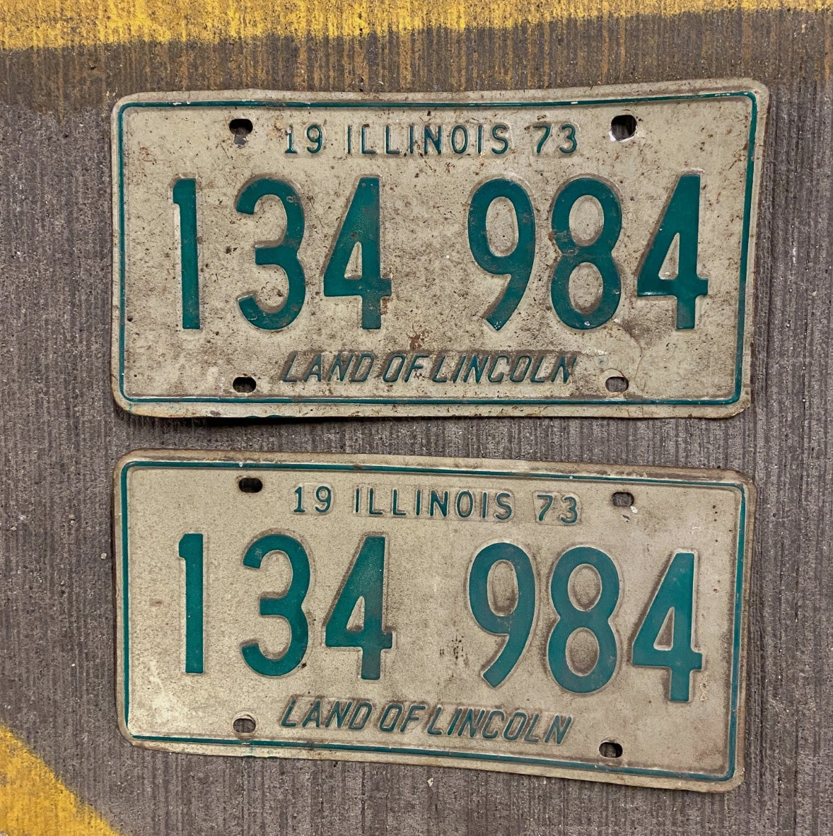 Photo of a 1973 Illinois License Plate Auto Tag Garage Decor Vintage 134 984