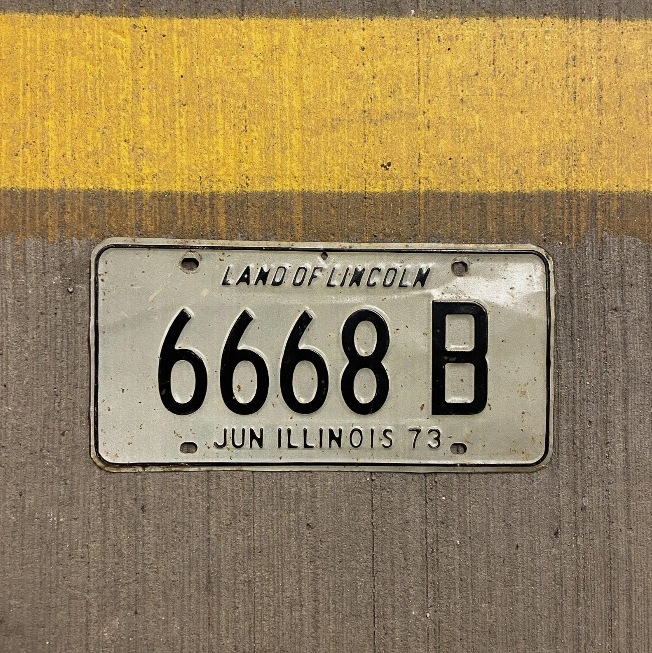Photo of a 1973 Illinois Truck License Plate Auto Tag Garage Decor Vintage Devil Evil 666 Repeat 6668 B