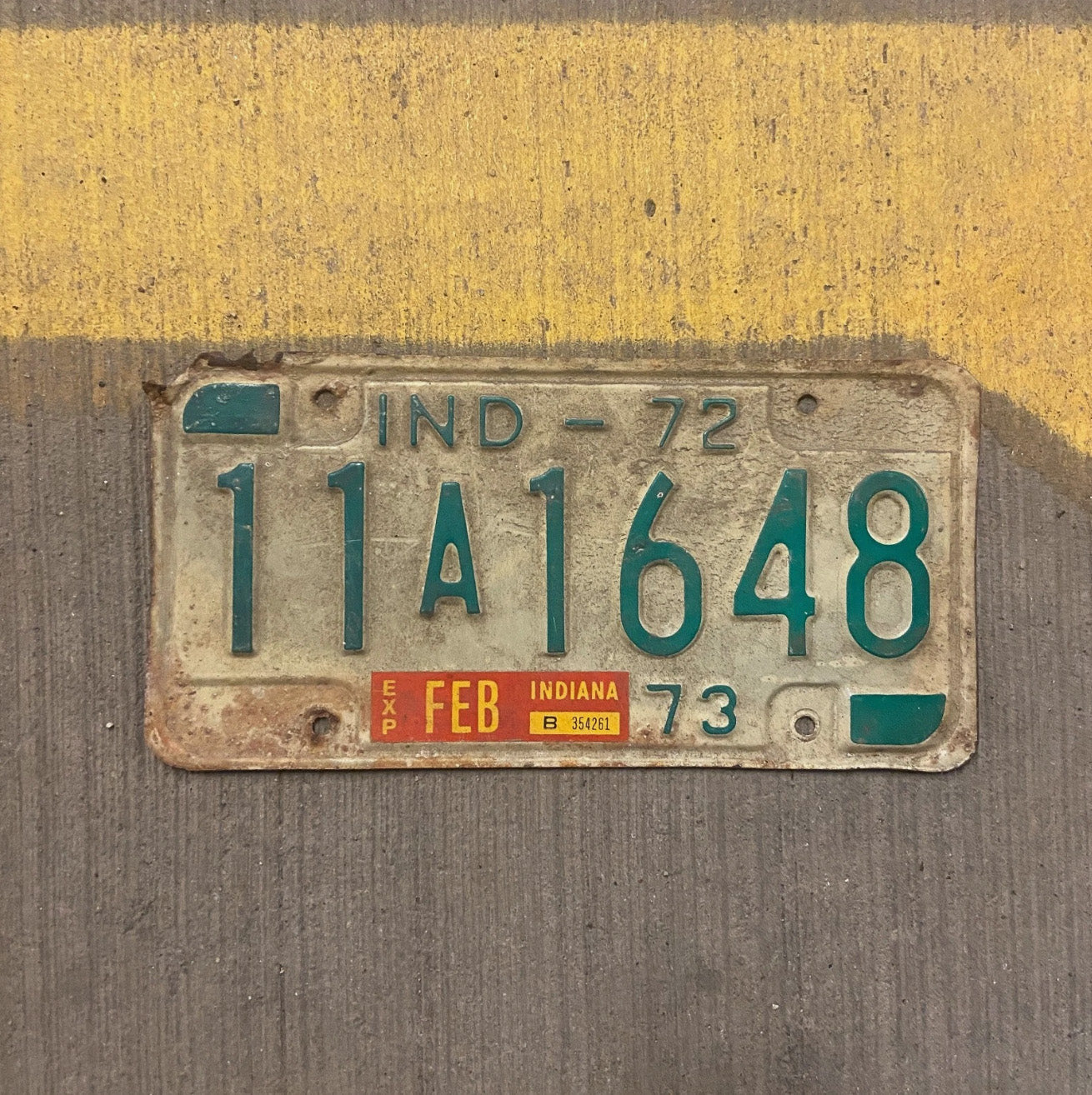 Photo of a 1973 Indiana License Plate Auto Tag Garage Decor Vintage 11 A 1648