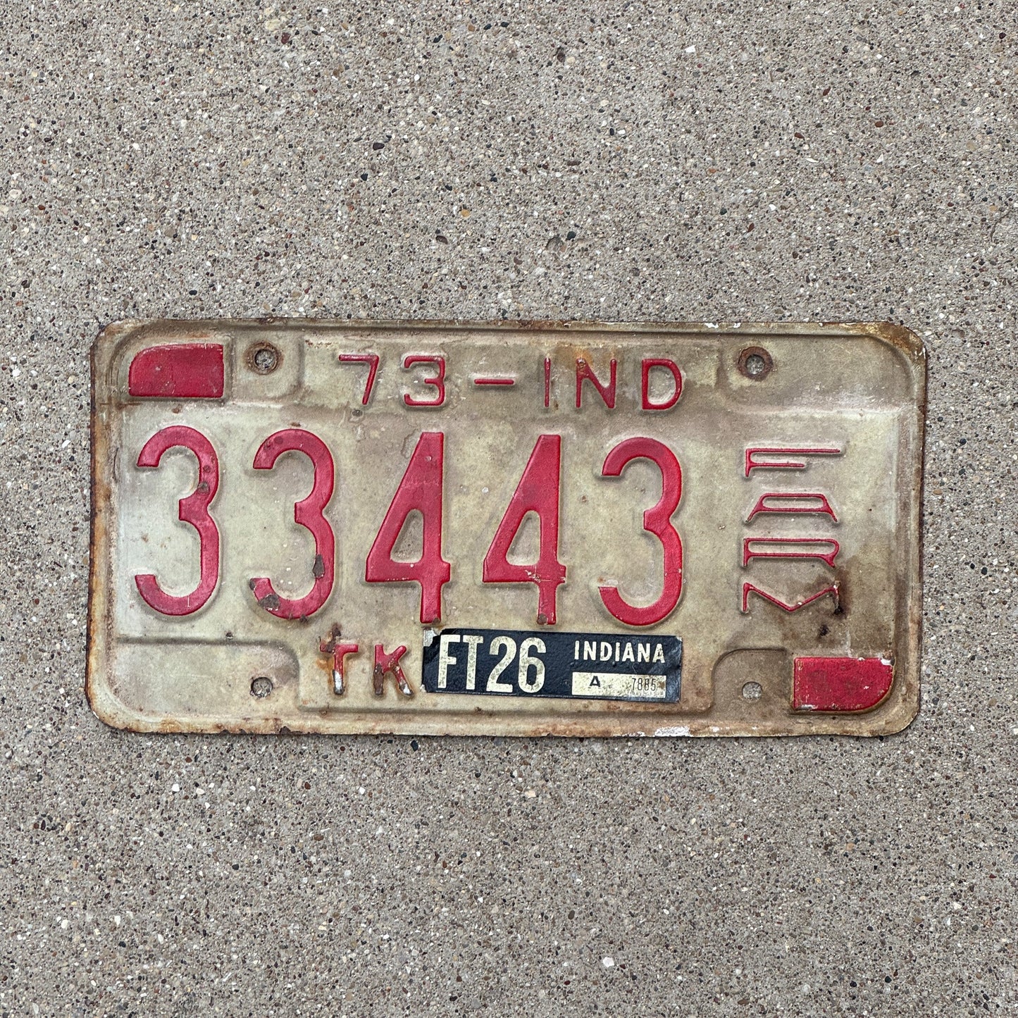 Photo of a 1973 Indiana License Plate Auto Tag Garage Decor Vintage 33443