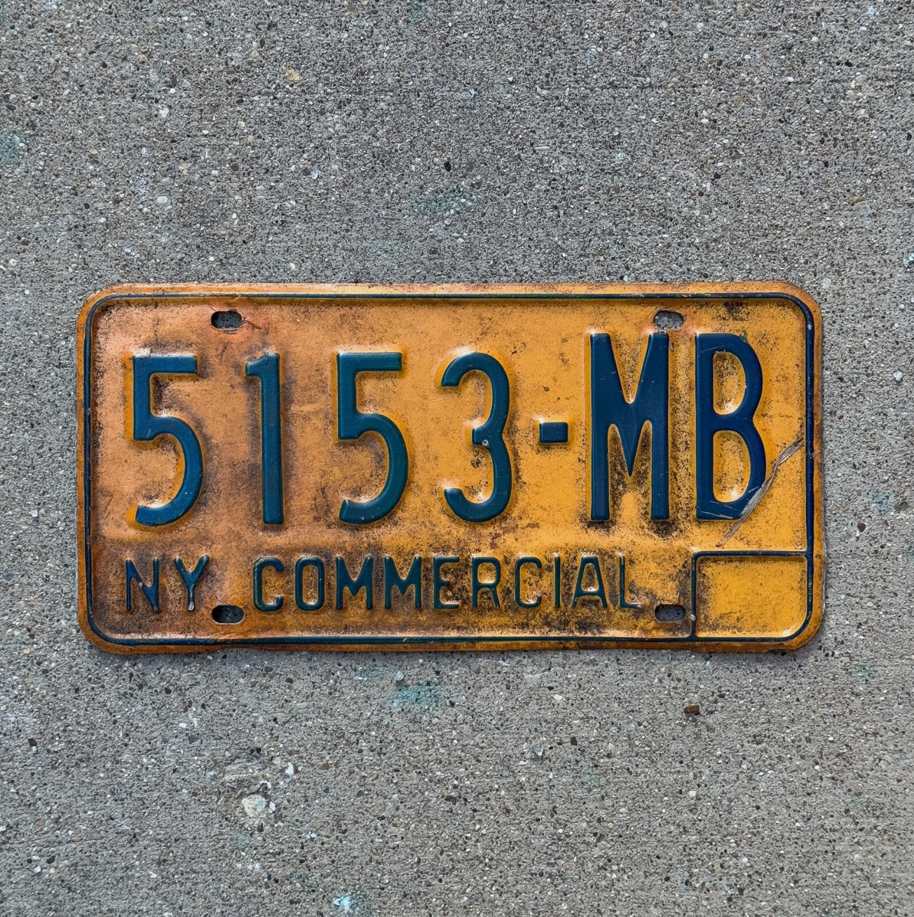 Photo of a 1973 New York Commercial License Plate Auto Tag Garage Decor Vintage 5153 MB