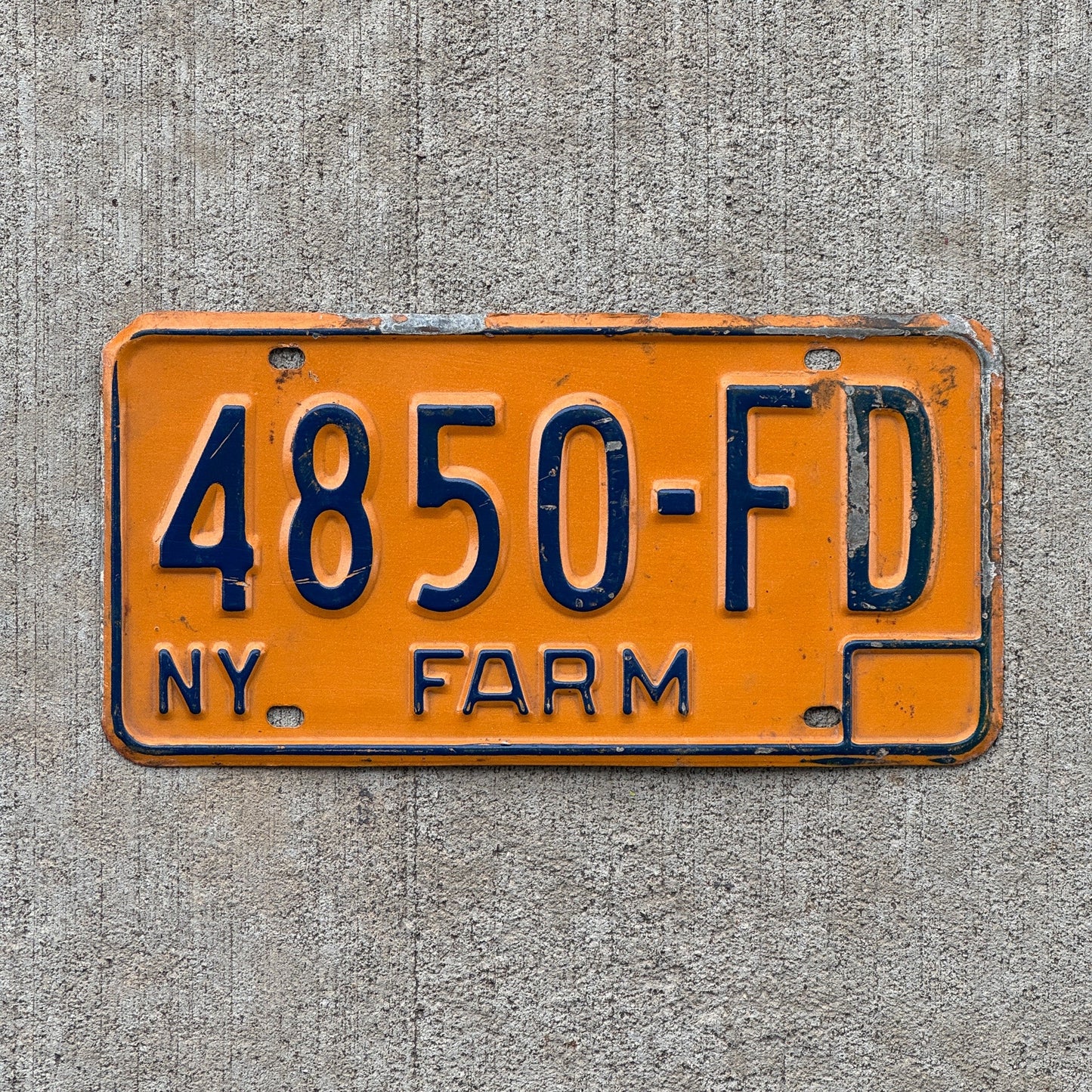 Photo of a 1973 New York FARM License Plate Auto Tag Garage Decor Vintage 4850 FD