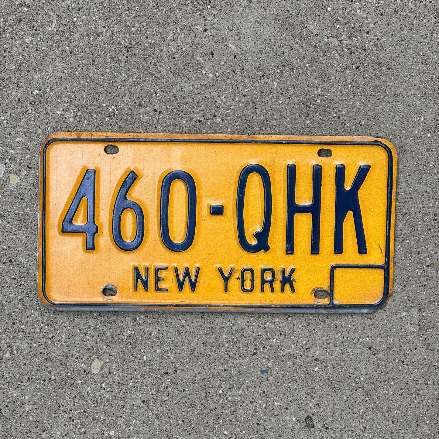 Photo of a 1973 New York License Plate Auto Tag Garage Decor Vintage 460 QHK