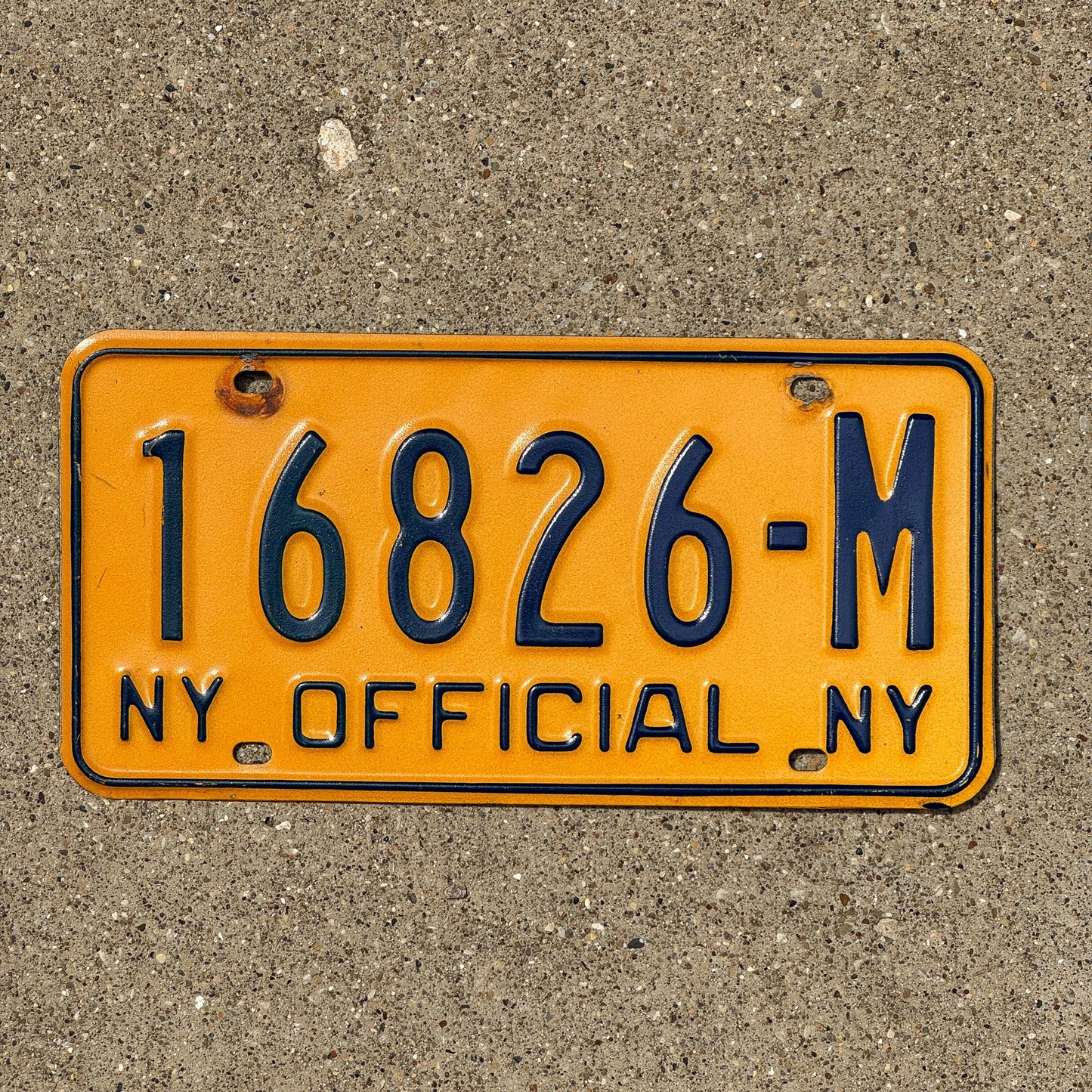 Photo of a 1973 New York Official License Plate Auto Tag Garage Decor Vintage 16826 M