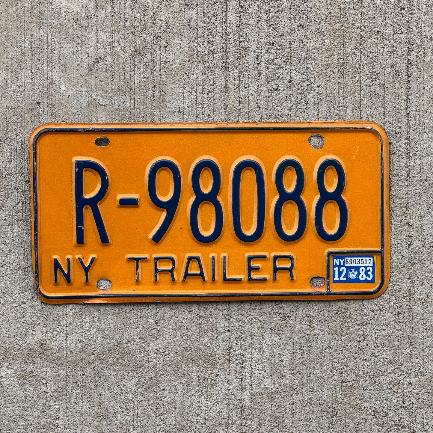Photo of a 1973 New York TRAILER License Plate Auto Tag Garage Decor Vintage R 98088