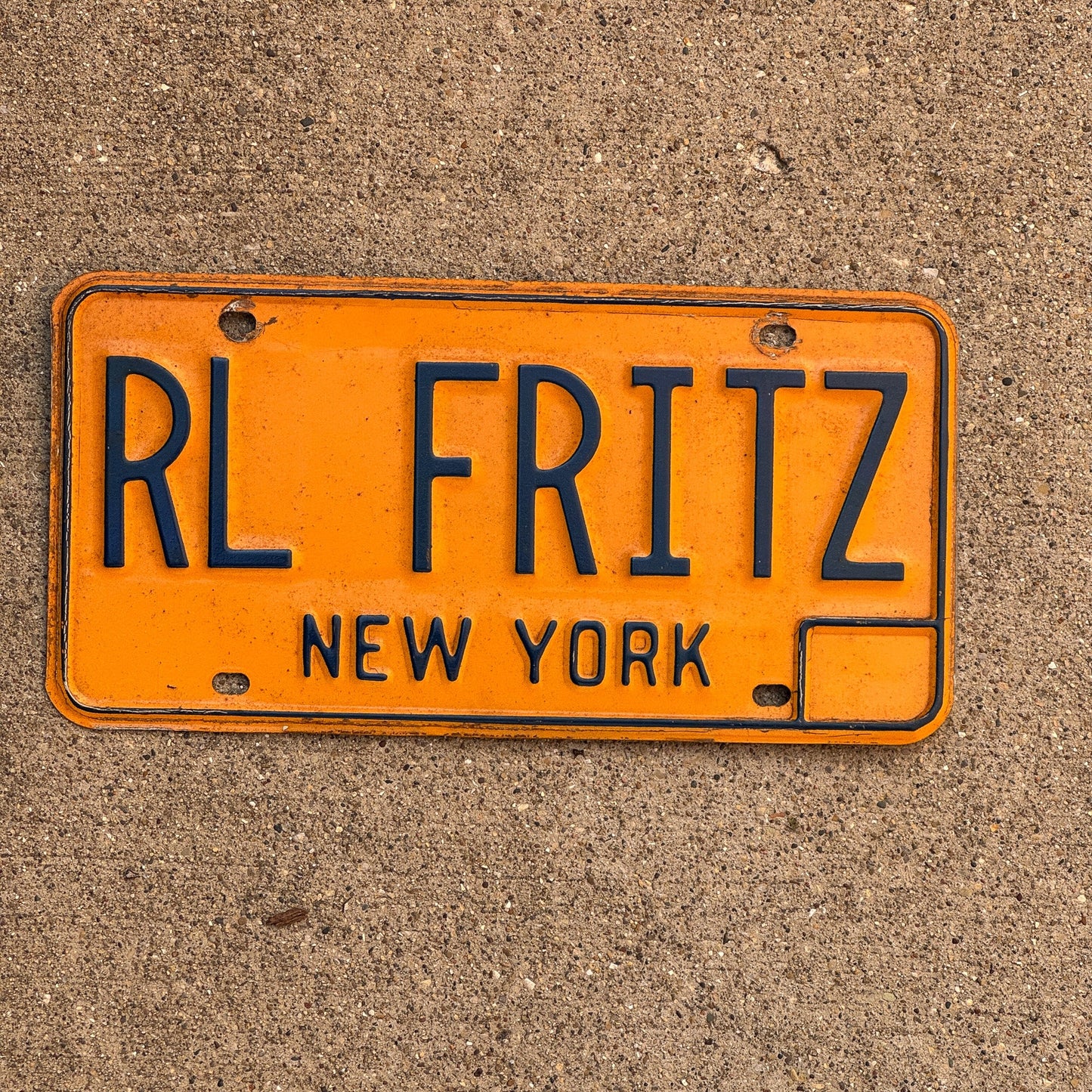 Photo of a 1973 New York VANITY License Plate Auto Tag Garage Decor Vintage Tag 2 RL FRITZ