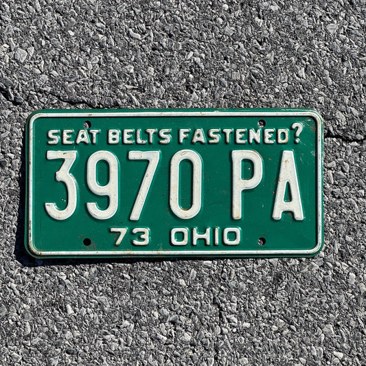 Photo of a 1973 Ohio License Plate Auto Tag Garage Decor Vintage 3970PA
