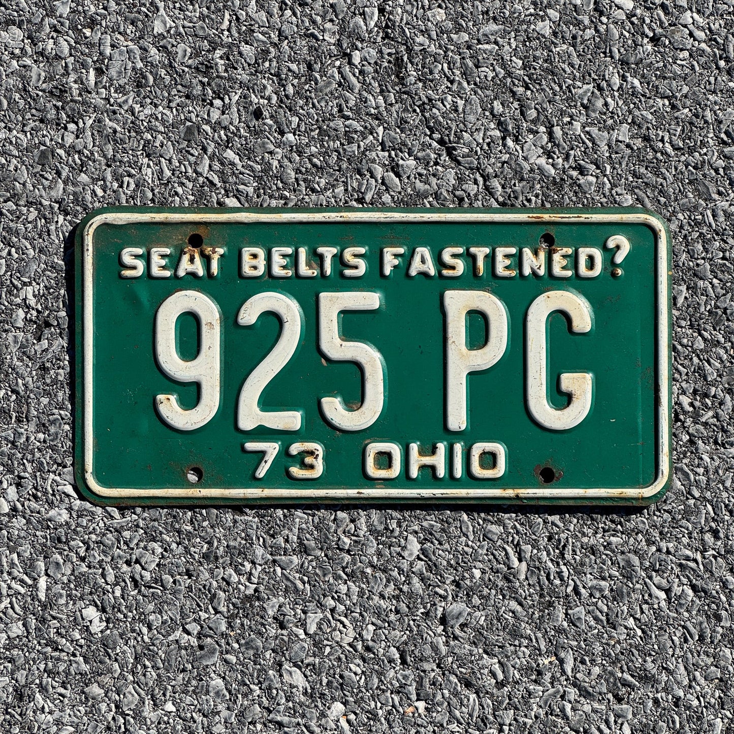 Photo of a 1973 Ohio License Plate Auto Tag Garage Decor Vintage 925 PG