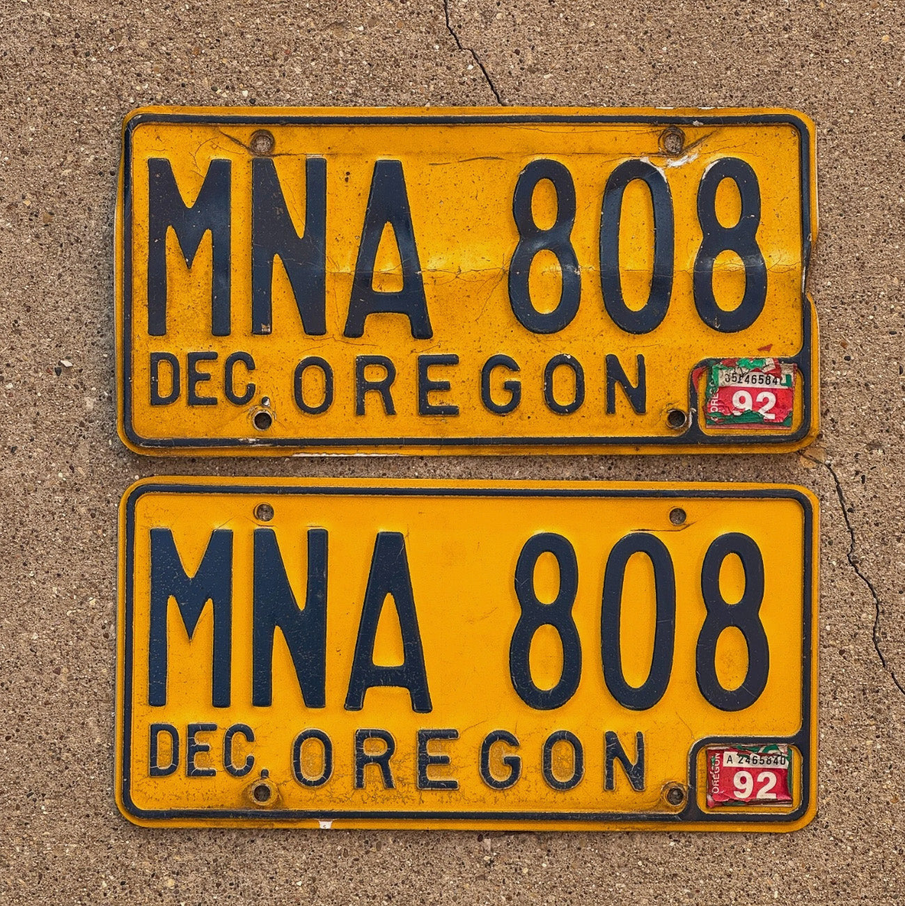 Photo of a 1973 Oregon License Plate Pair Auto Tag Garage Decor Vintage MNA 808