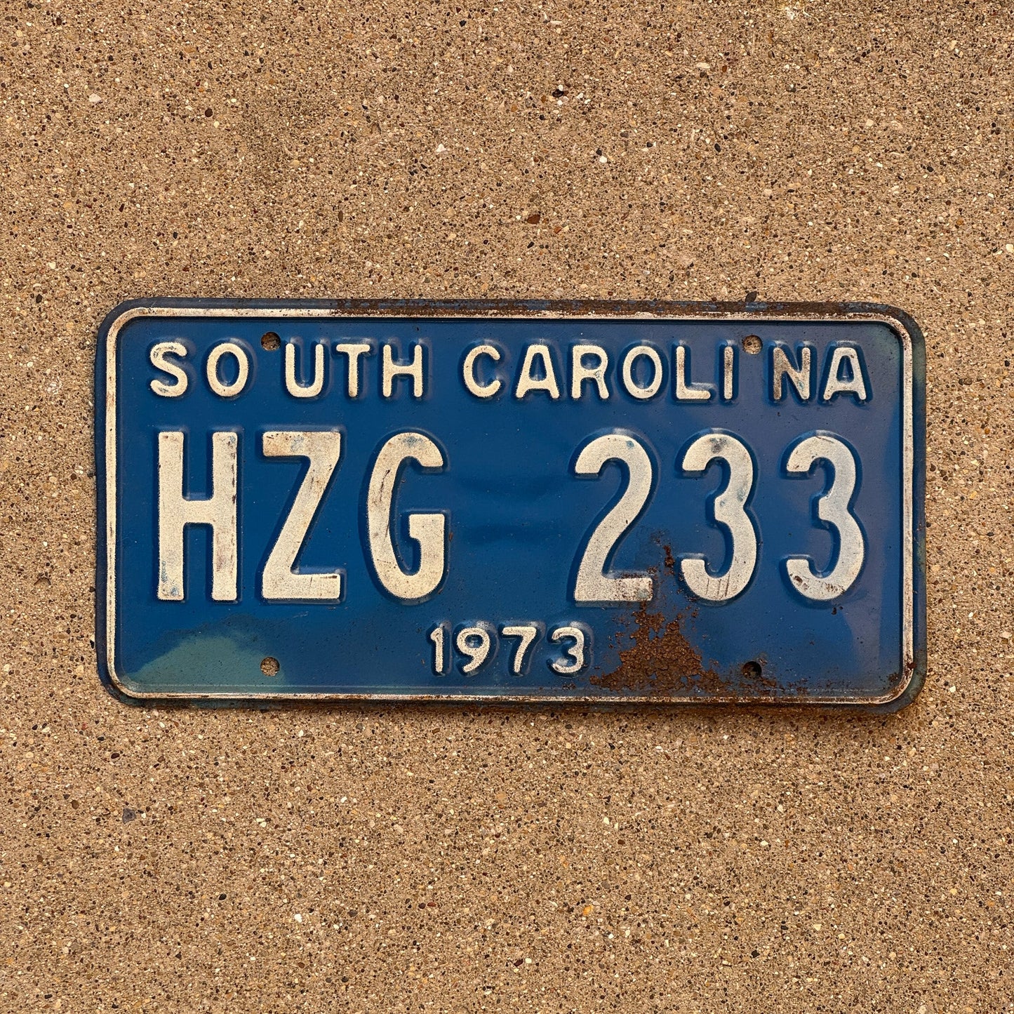 Photo of a 1973 South Carolina License Plate Auto Tag Garage Decor Vintage HZG 233