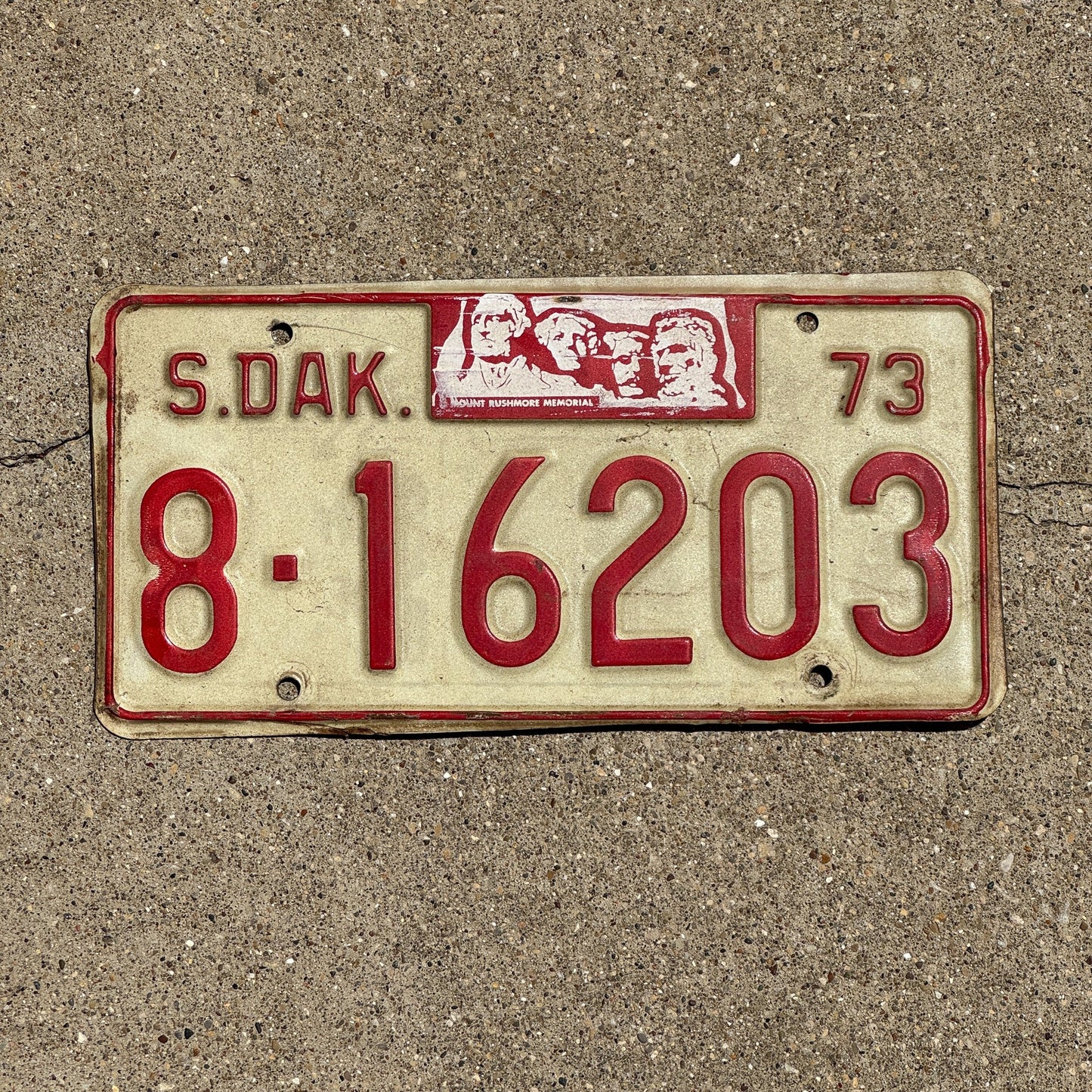 Photo of a 1973 South Dakota License Plate Auto Tag Garage Decor Vintage Davison 8 16203