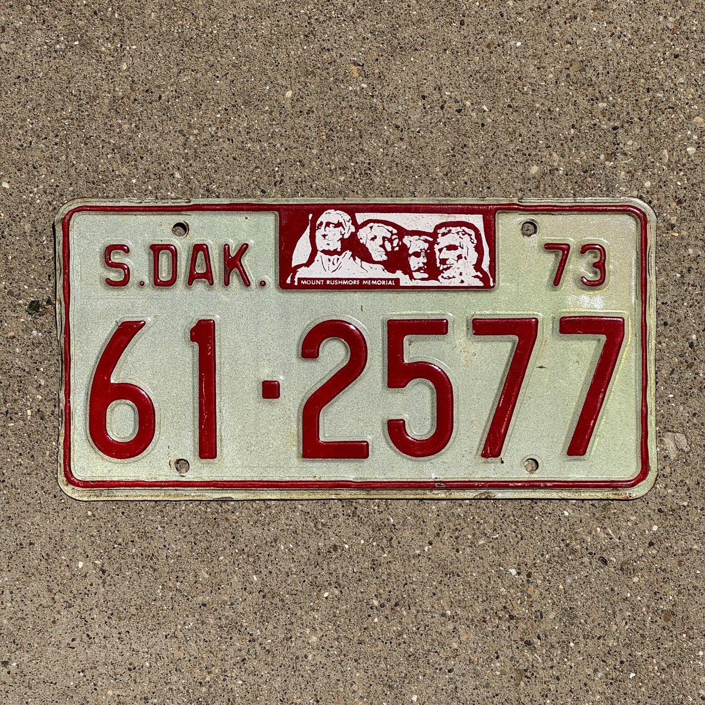 Photo of a 1973 South Dakota License Plate Auto Tag Garage Decor Vintage Turner 61 2577