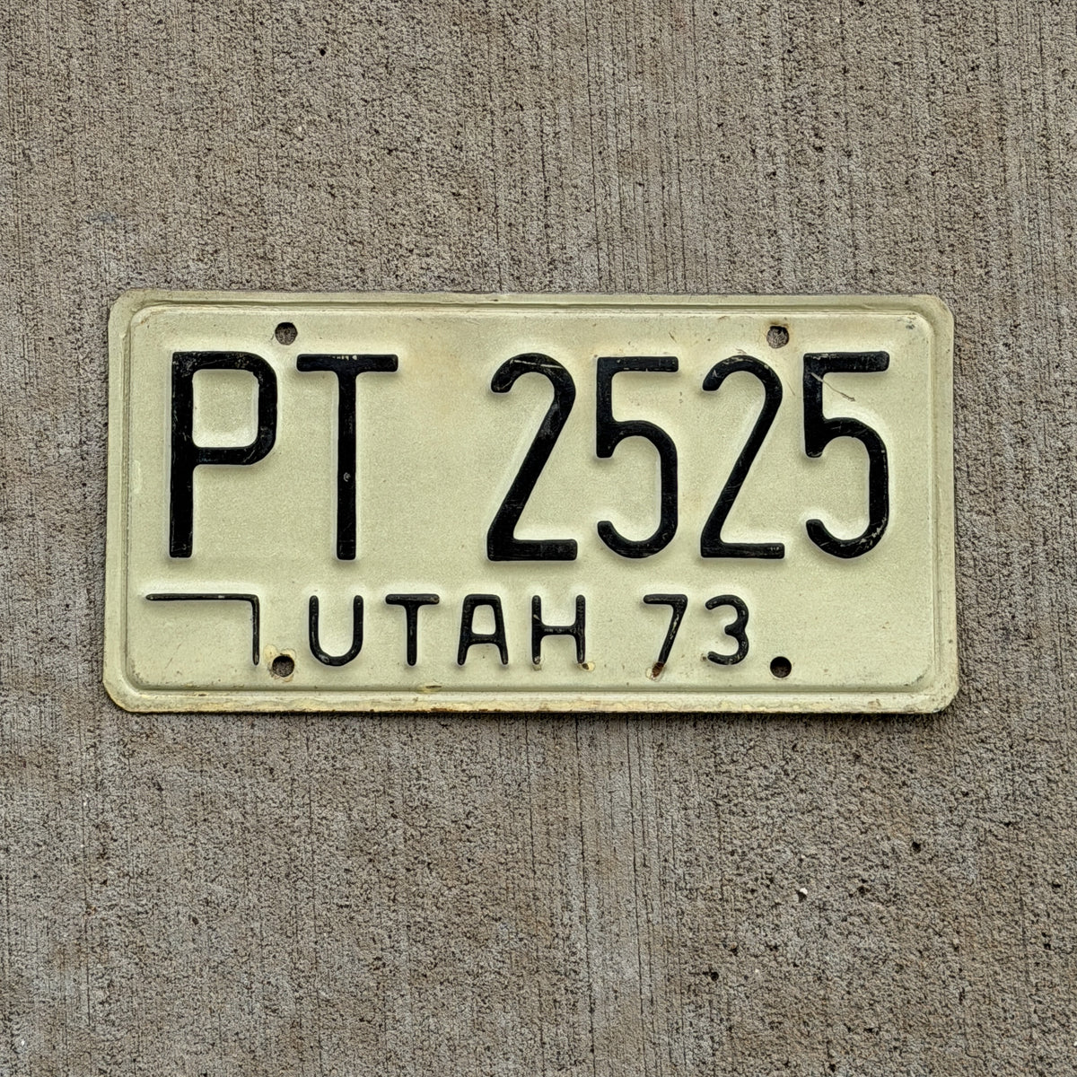 Photo of a 1973 Utah License Plate Auto Tag Garage Decor Vintage PT 2525 with original patina