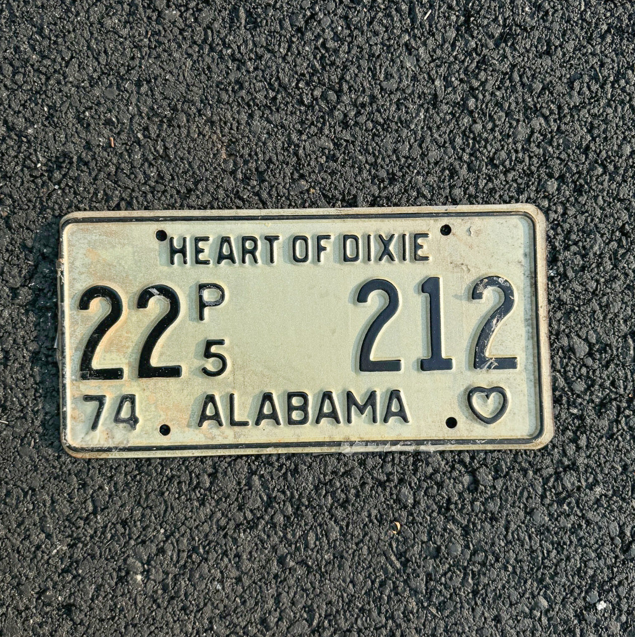 Photo of a 1974 Alabama Truck License Plate Auto Tag Garage Decor Vintage Heart of Dixie 22 212
