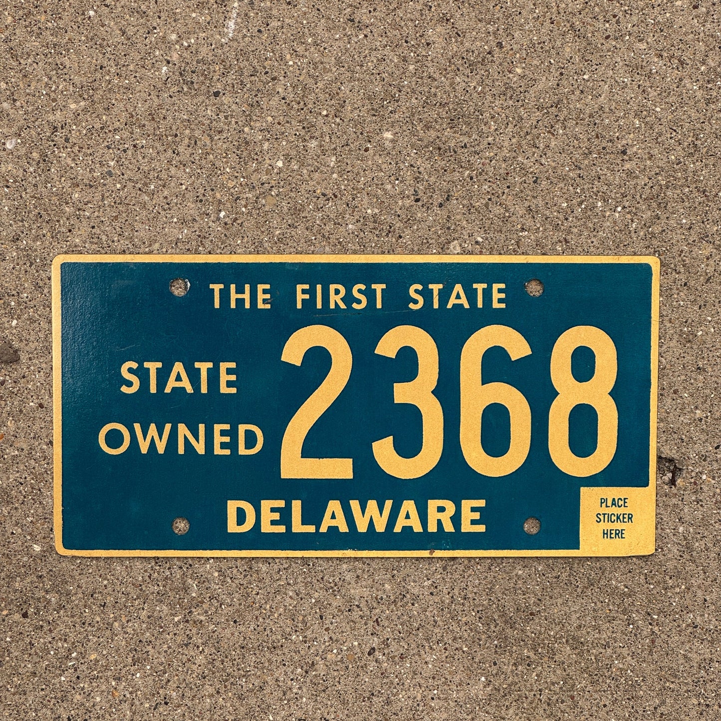 Photo of a 1974 Delaware STATE OWNED License Plate Auto Tag Garage Decor Vintage 2368