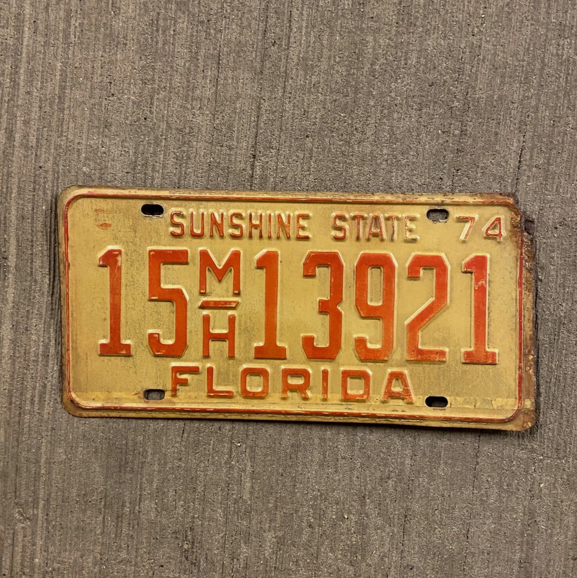 Photo of a 1974 Florida MOTORHOME License Plate Auto Tag Garage Decor Vintage License Plate Vintage Auto Garage Decor 15 MH 13921