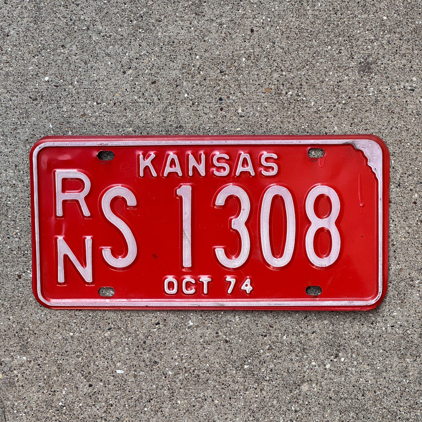 Photo of a 1974 Kansas License Plate Auto Tag Garage Decor Vintage Russell County Nurse Gift RN S 1308
