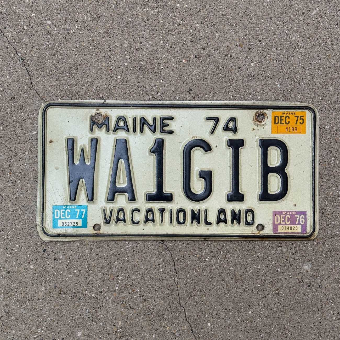 Photo of a 1974 Maine Ham Radio License Plate Auto Tag 1 Garage Decor Stickers WA1GIB