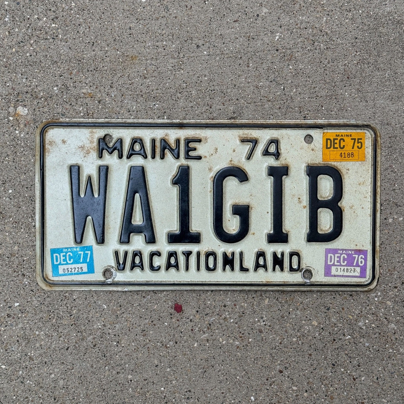 Photo of a 1974 Maine Ham Radio License Plate Auto Tag 2 Garage Decor Stickers WA1GIB
