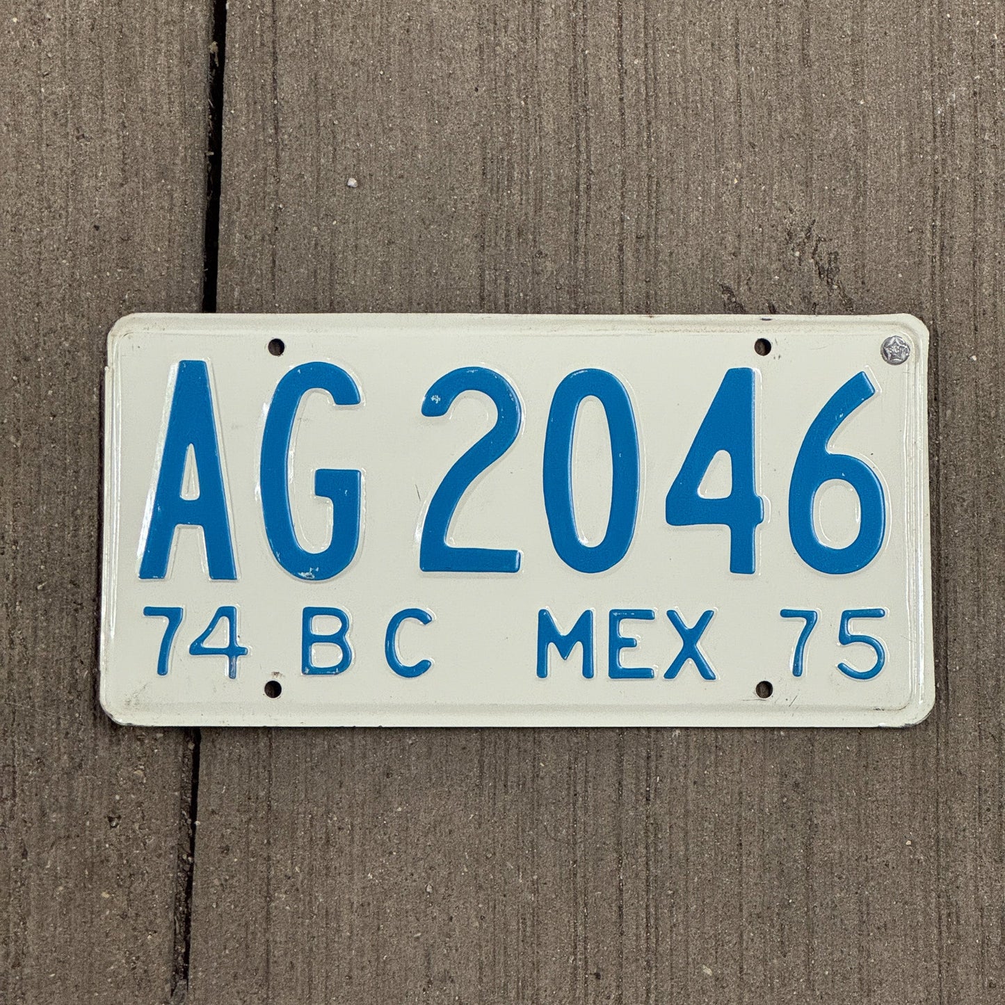 Photo of a 1974 Mexico License Plate Auto Tag Garage Decor Vintage Baja California AG 2046