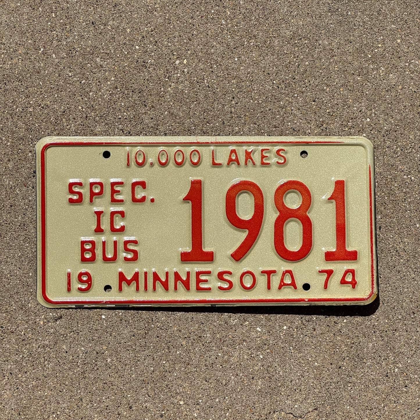 Photo of a 1974 Minnesota City Bus License Plate Auto Tag Garage Decor Vintage Birth Year Spec IC Bus 1981