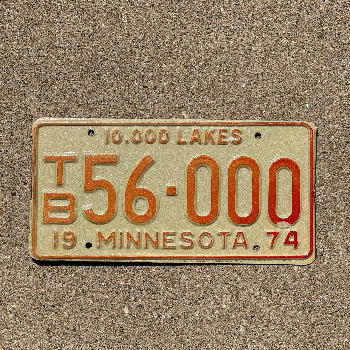 Photo of a 1974 Minnesota Farm Truck License Plate Auto Tag Garage Decor Vintage Repeat Repeating TB 56000