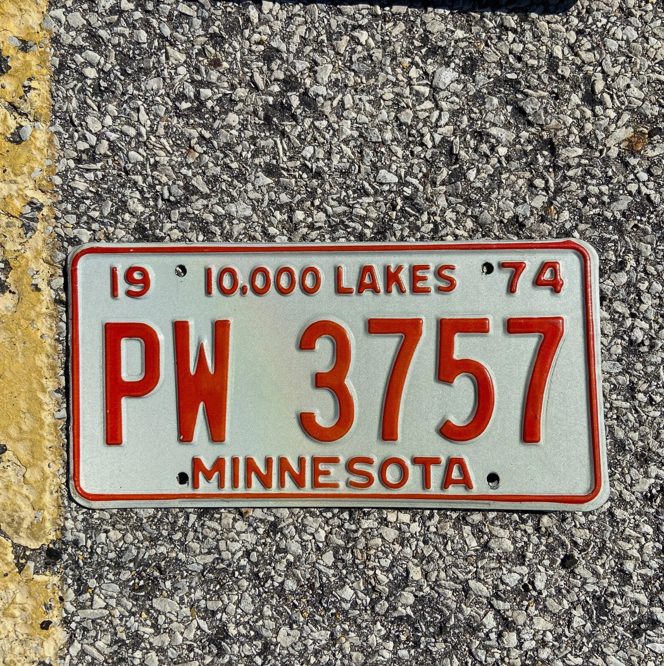 Photo of a 1974 Minnesota License Plate Auto Tag 2 Garage Decor PW 3757