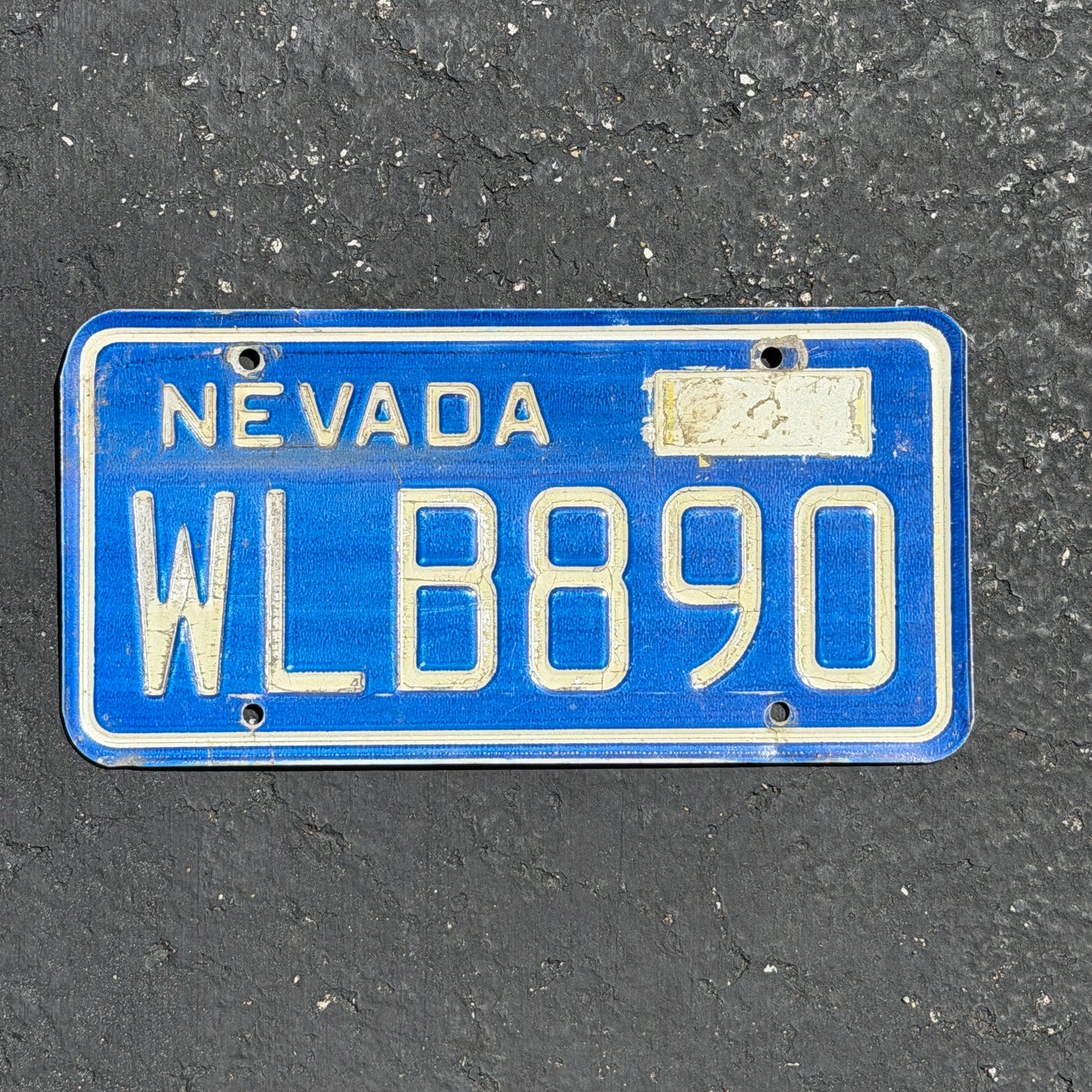 Photo of a 1974 Nevada License Plate Auto Tag Garage Decor Vintage WLB 890 with original patina