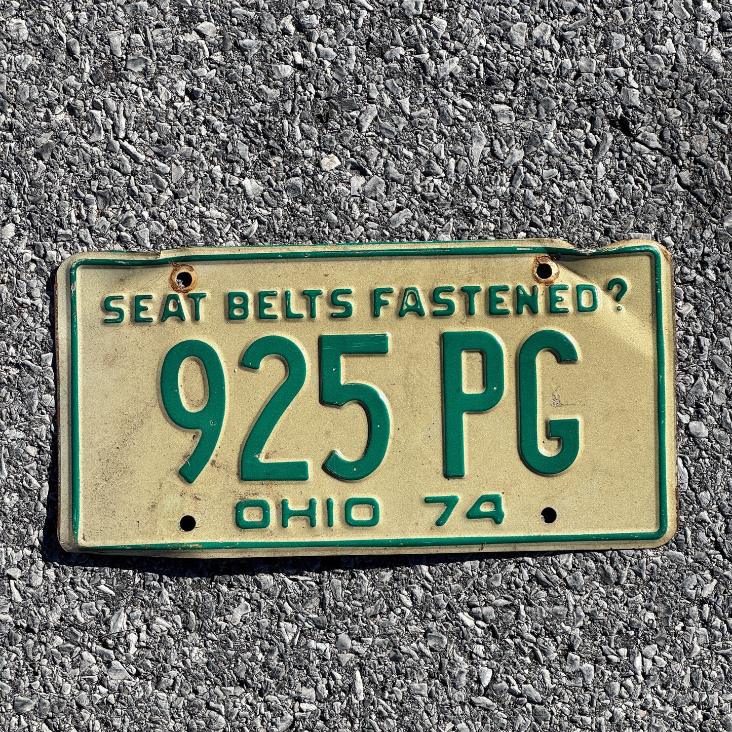 Photo of a 1974 Ohio License Plate Auto Tag Garage Decor Vintage 925PG