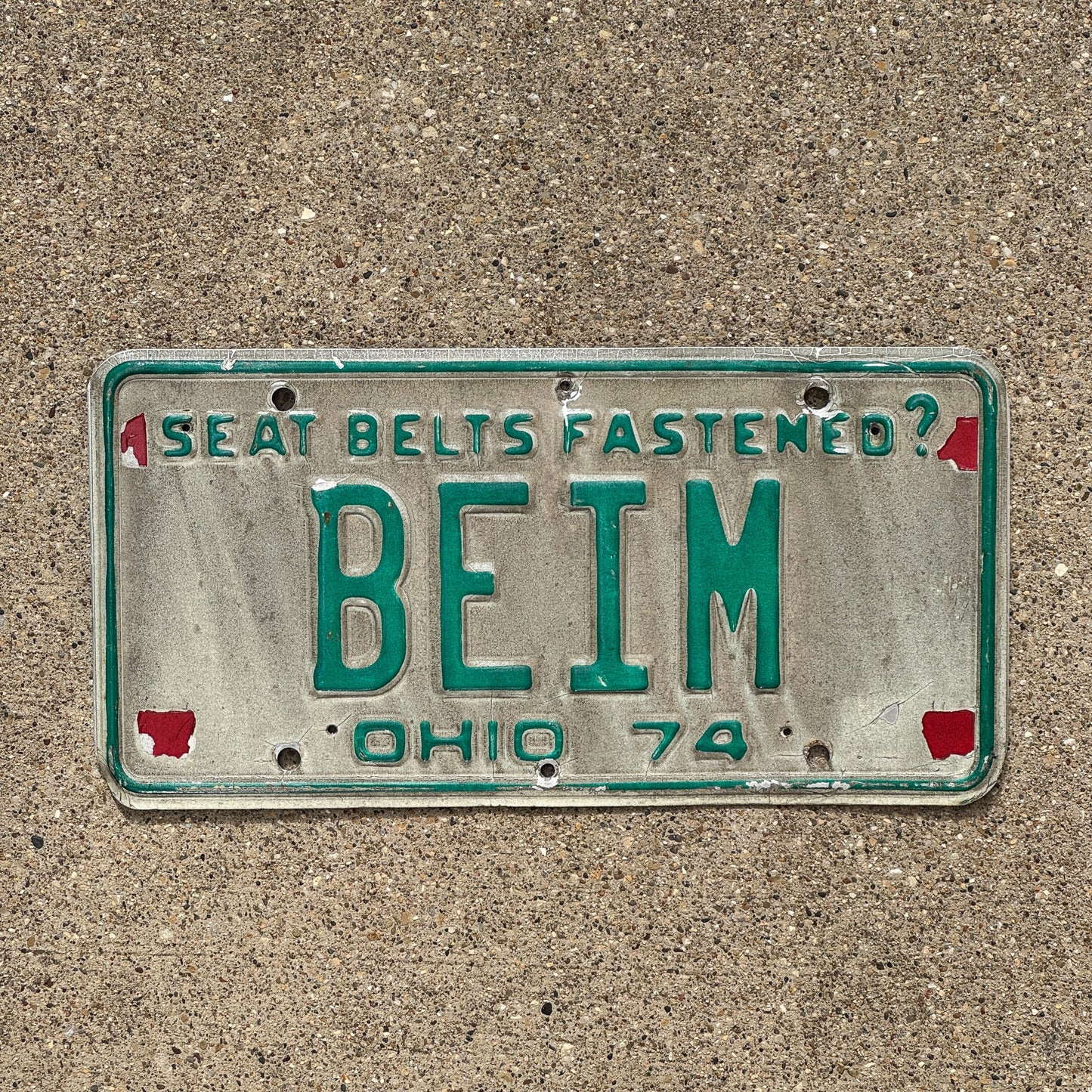 Photo of a 1974 Ohio Vanity License Plate Auto Tag Garage Decor Vintage BEIM