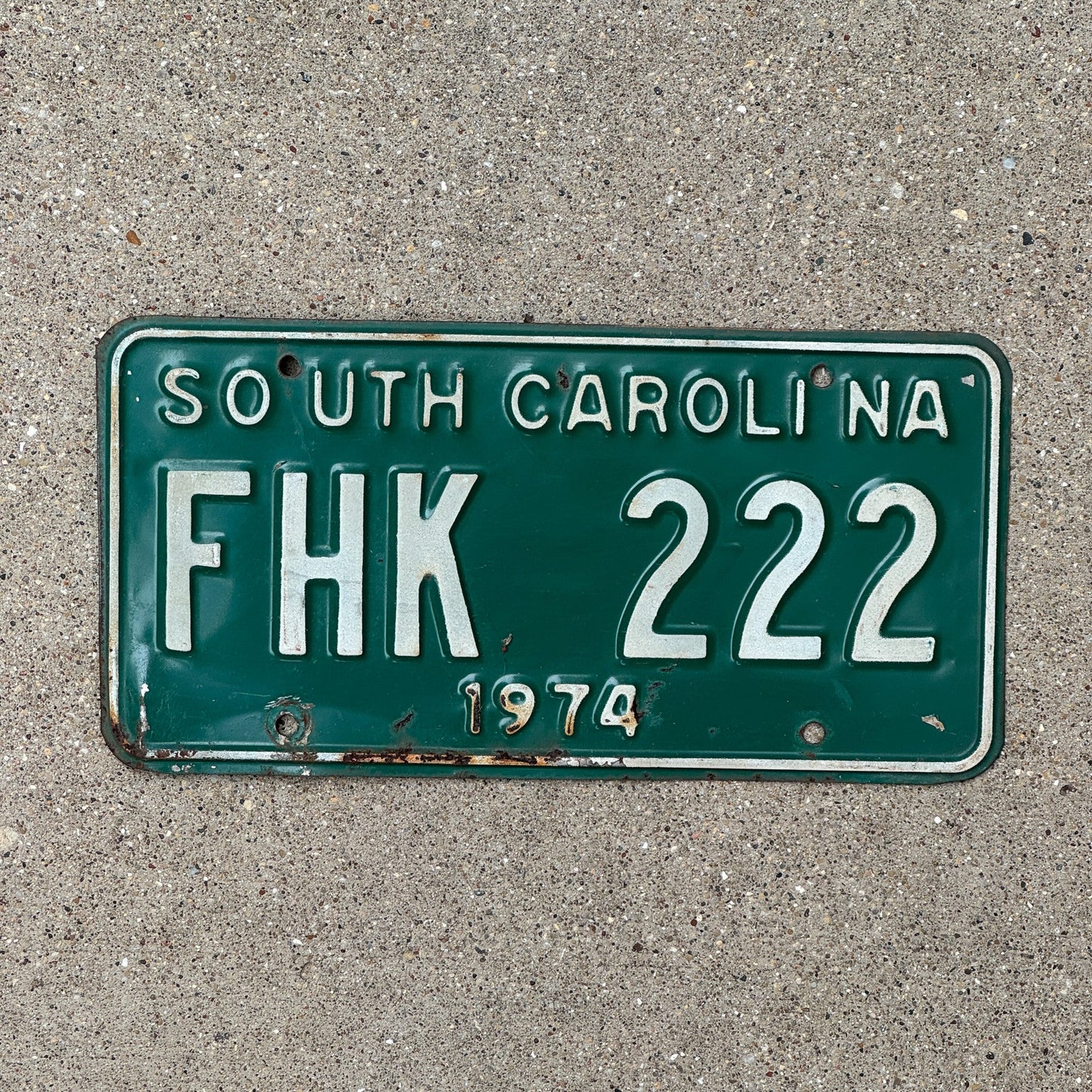 Photo of a 1974 South Carolina License Plate Auto Tag 1 Garage Decor Repeat Repeating FHK 222