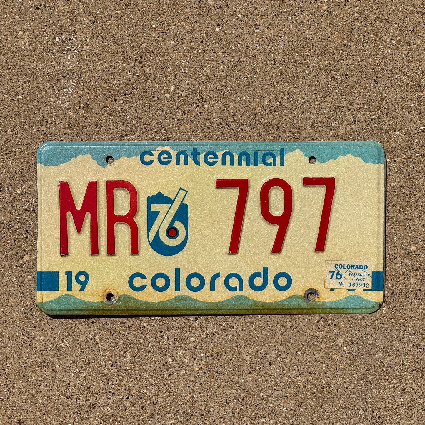 Photo of a 1975 1976 Colorado License Plate Auto Tag 1 Garage Decor Centennial MR 797