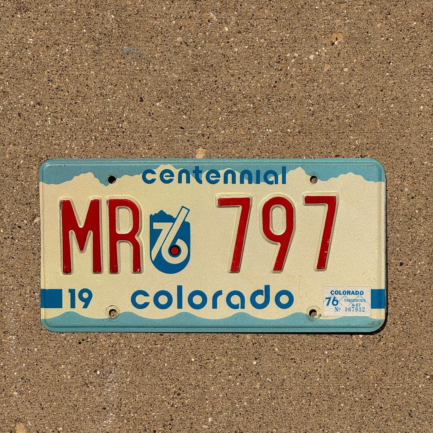 Photo of a 1975 1976 Colorado License Plate Auto Tag 2 Garage Decor Centennial MR 797