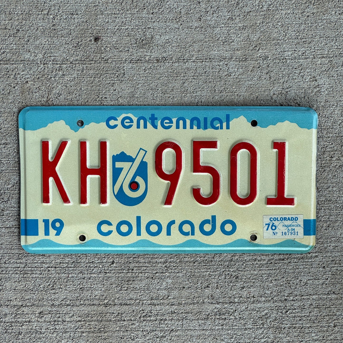 Photo of a 1975 1976 Colorado License Plate Auto Tag 2 Garage Decor KH 9501