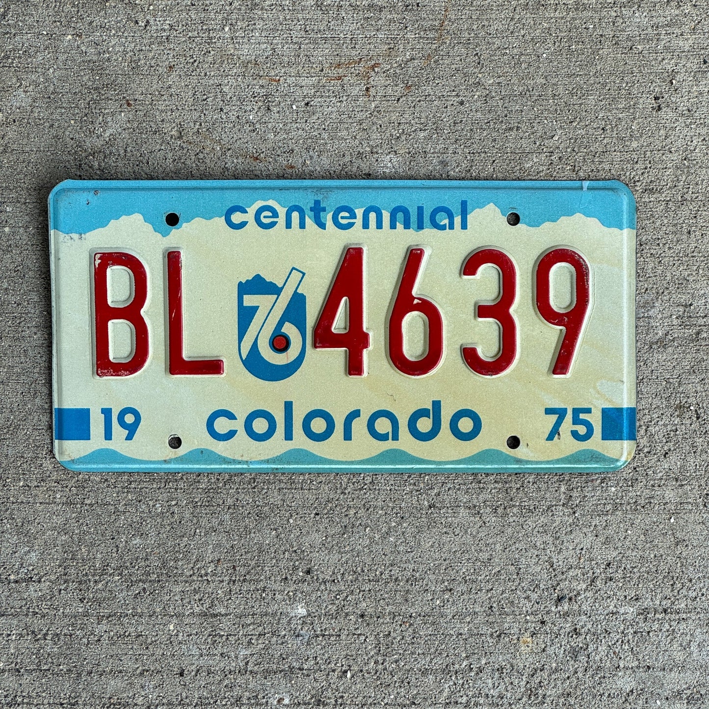 Photo of a 1975 1976 Colorado License Plate Auto Tag Garage Decor Vintage BL 4639